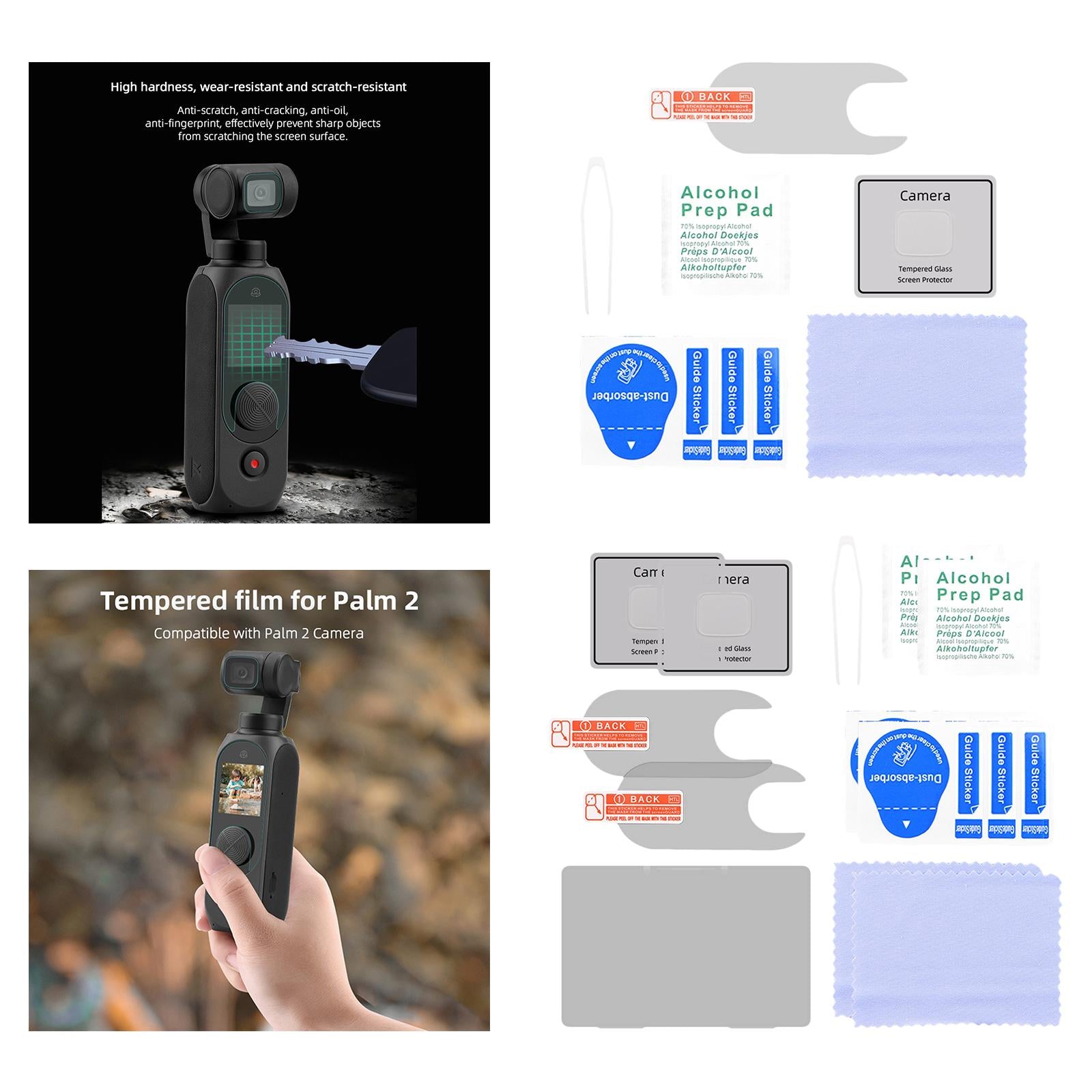 9H Tempered Glass Screen Film + Lens Protector for FIMI Palm 2 1 set