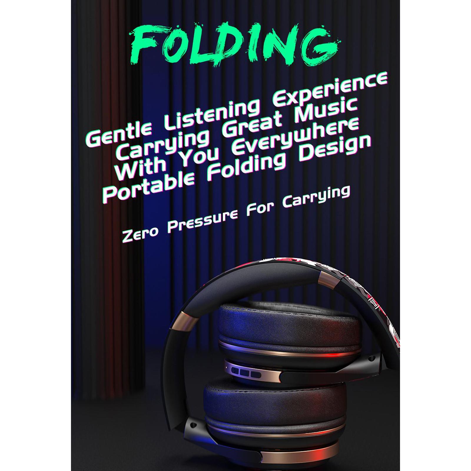 Bluetooth Headphones Over Ear Foldable Built-in Mic Soft Earmuffs Silver