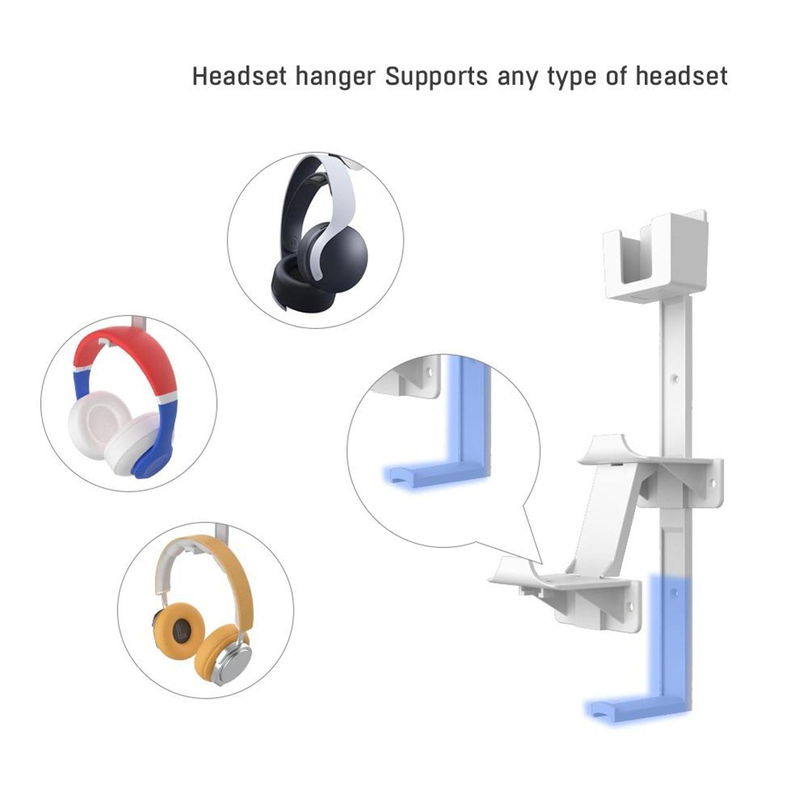 Dual Game Controller Headphone Hanger Holder Organizer for PS4 PS3 white