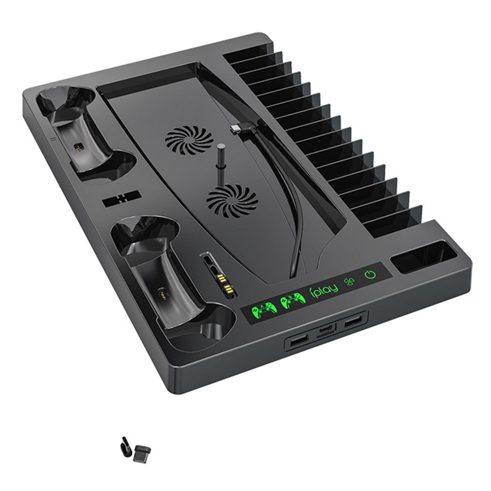 Charger Vertical Stand + Cooling Fan USB Hub For PS5 Controller Consoles
