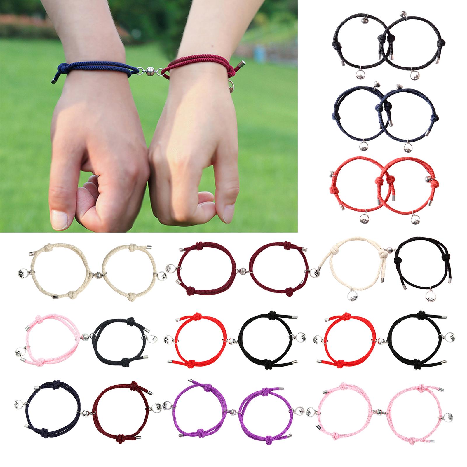 Lovers Matching Bracelet Braided Magnetic Distance Bracelet Black