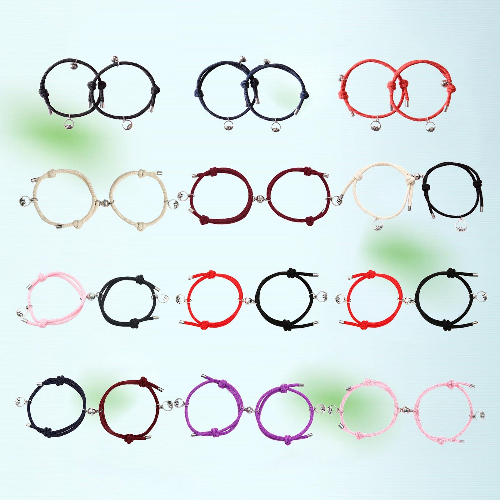 Lovers Matching Bracelet Braided Magnetic Distance Bracelet Black