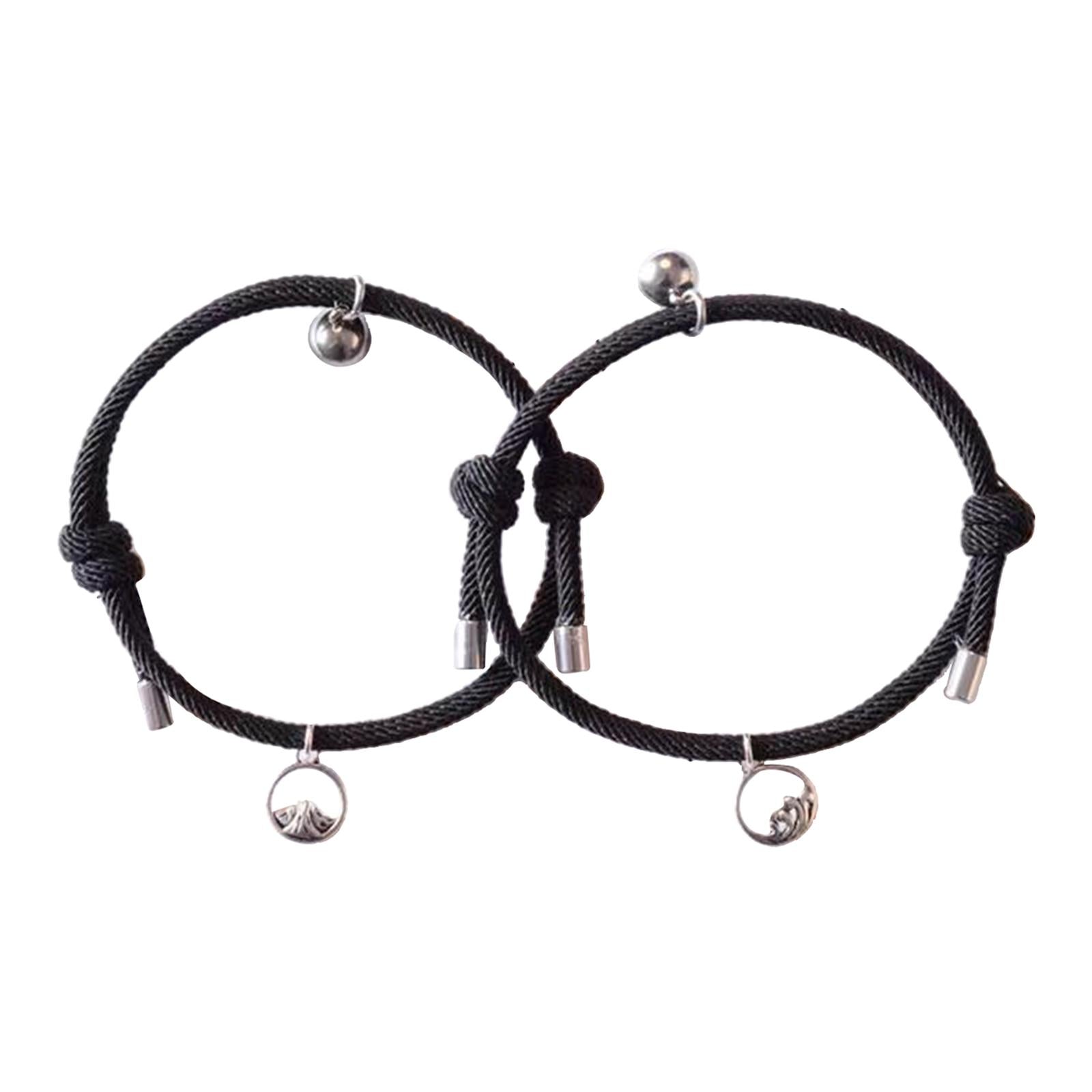 Lovers Matching Bracelet Braided Magnetic Distance Bracelet Black