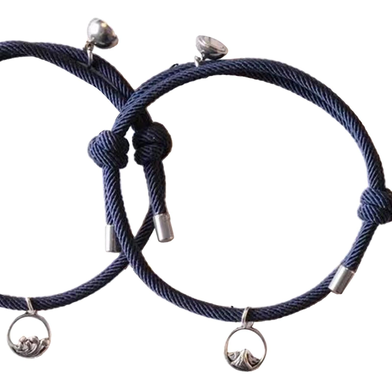Lovers Matching Bracelet Braided Magnetic Distance Bracelet Blue