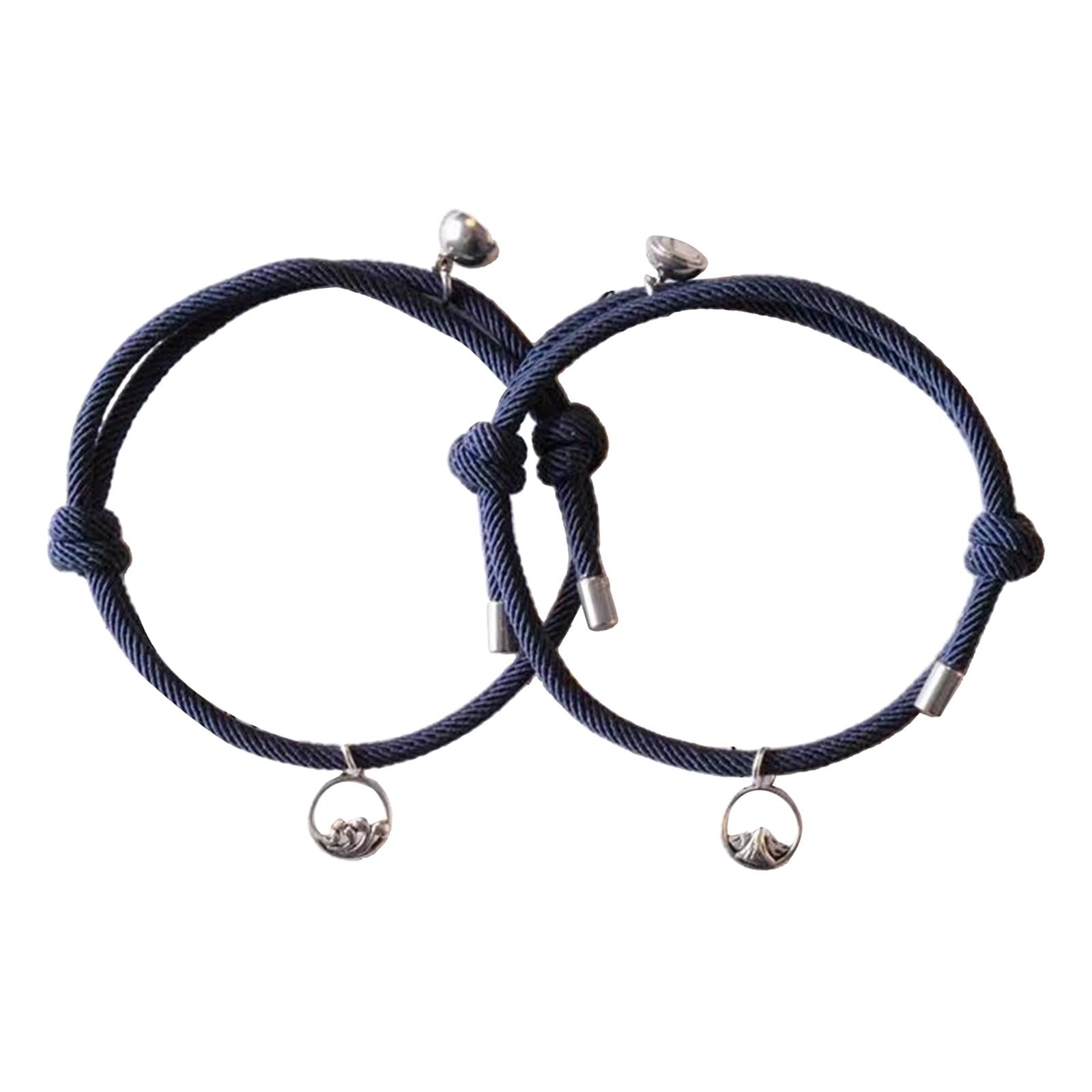 Lovers Matching Bracelet Braided Magnetic Distance Bracelet Blue