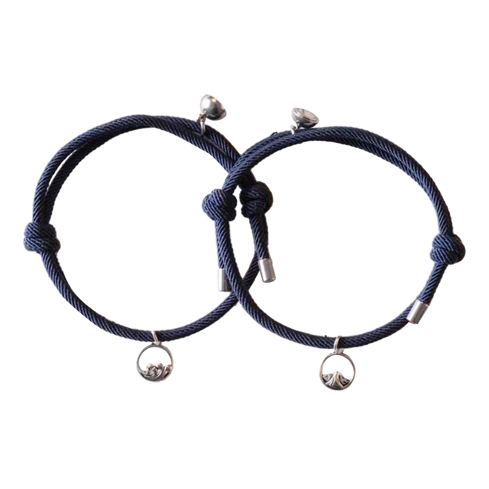 Lovers Matching Bracelet Braided Magnetic Distance Bracelet Blue