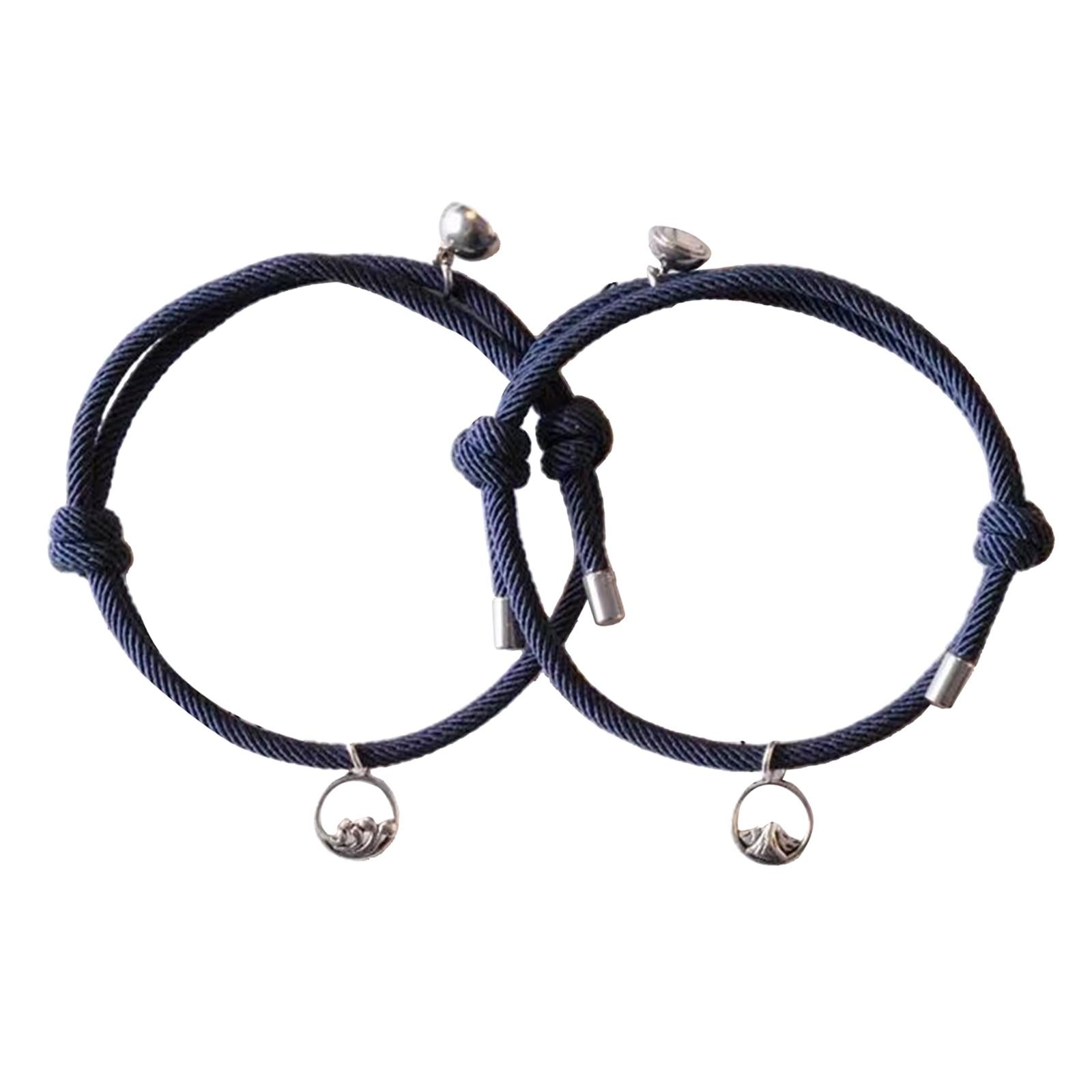 Lovers Matching Bracelet Braided Magnetic Distance Bracelet Blue