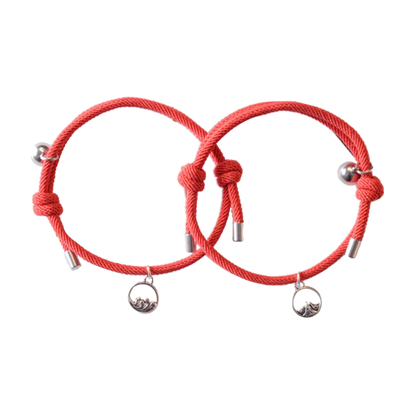 Lovers Matching Bracelet Braided Magnetic Distance Bracelet Red A