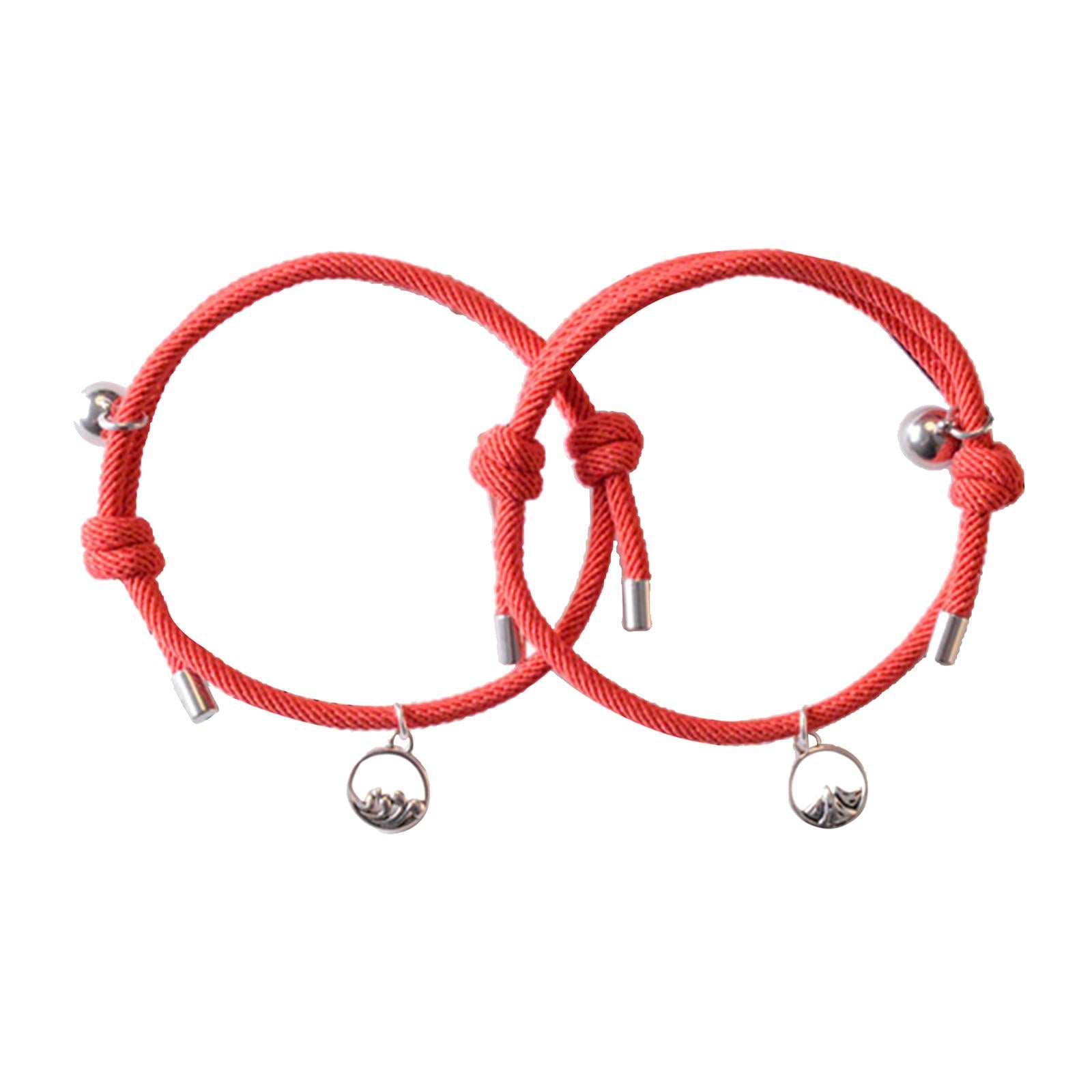 Lovers Matching Bracelet Braided Magnetic Distance Bracelet Red A