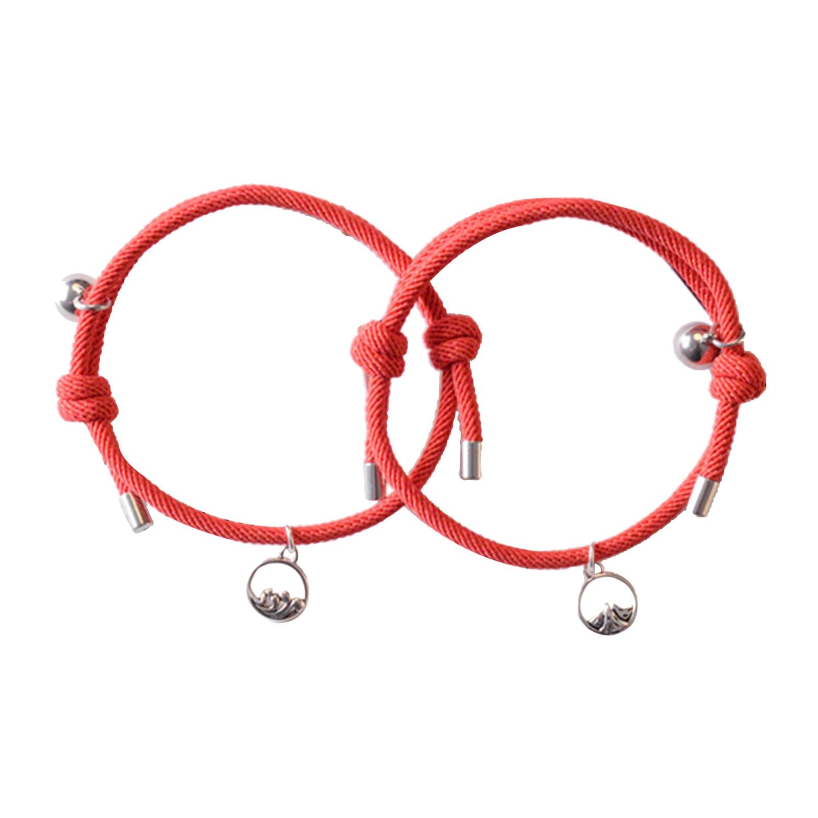 Lovers Matching Bracelet Braided Magnetic Distance Bracelet Red A