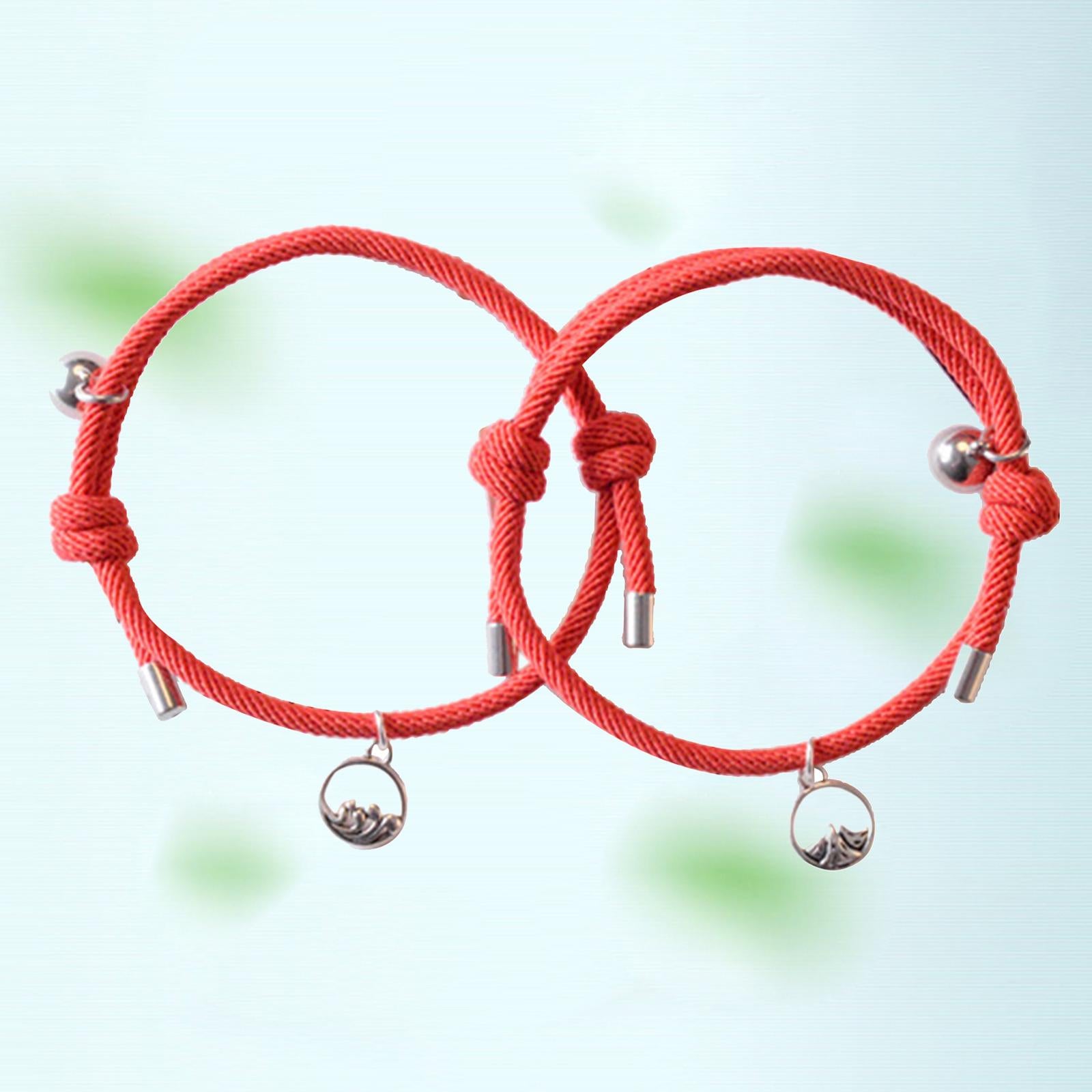 Lovers Matching Bracelet Braided Magnetic Distance Bracelet Red A