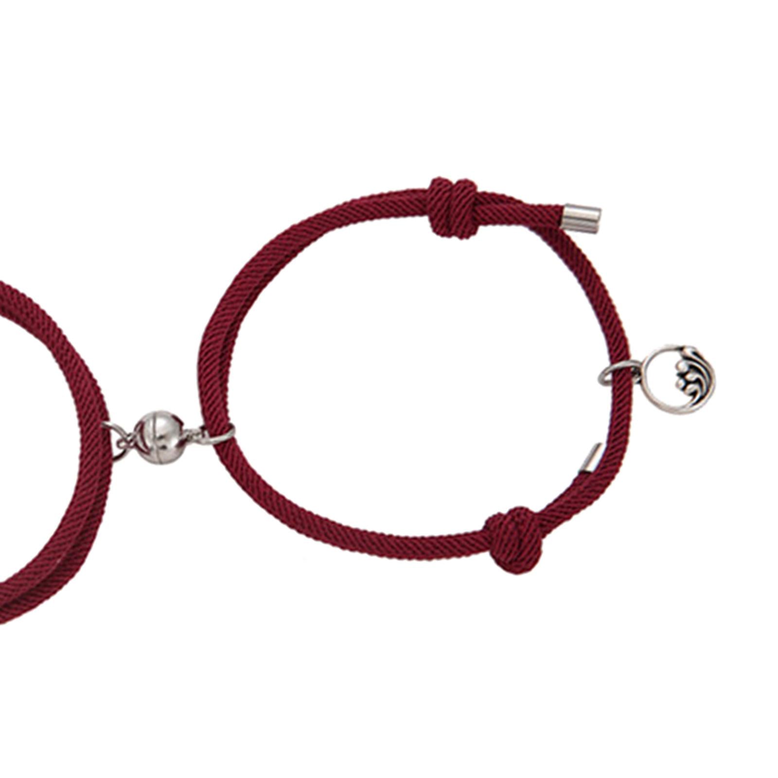 Lovers Matching Bracelet Braided Magnetic Distance Bracelet Red B