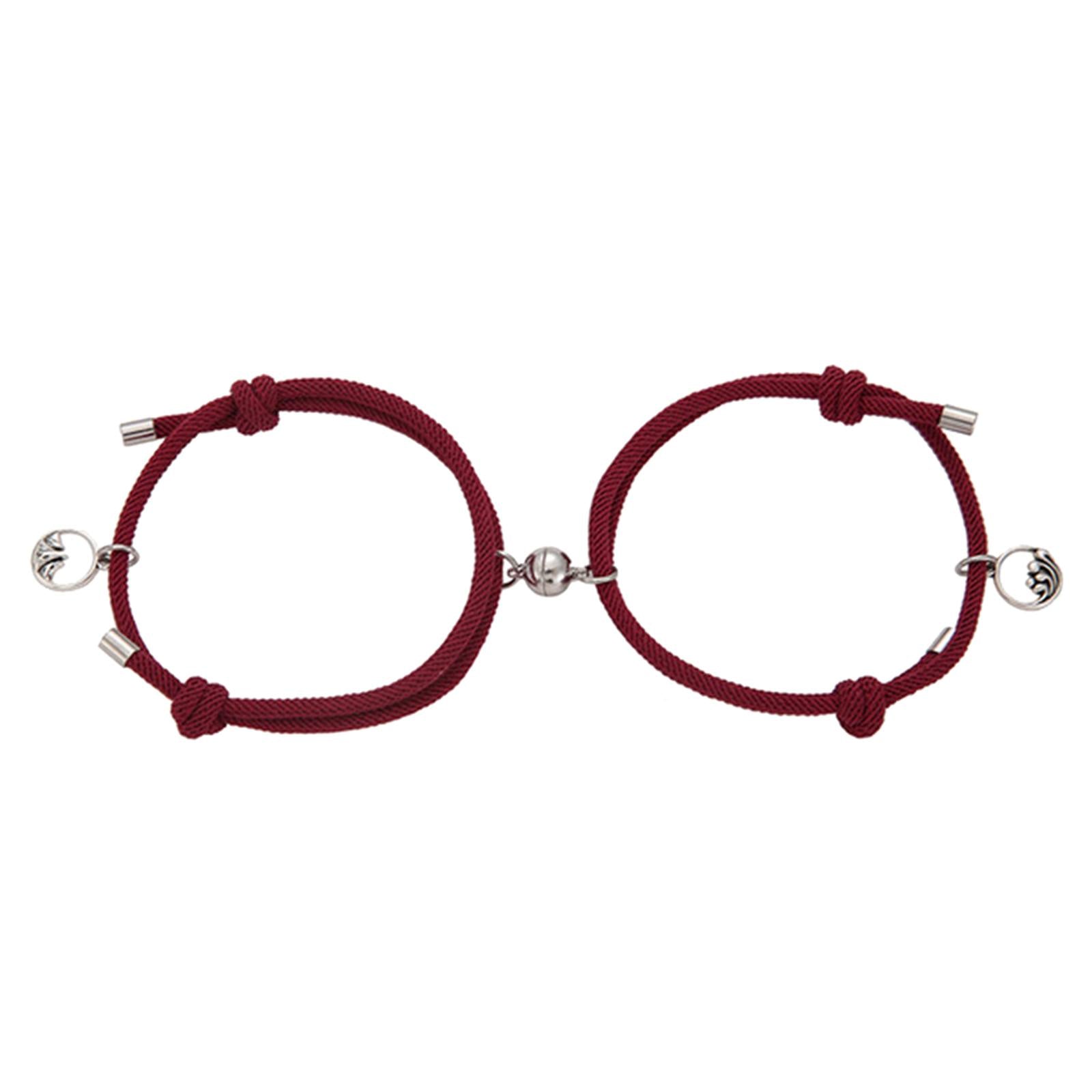 Lovers Matching Bracelet Braided Magnetic Distance Bracelet Red B