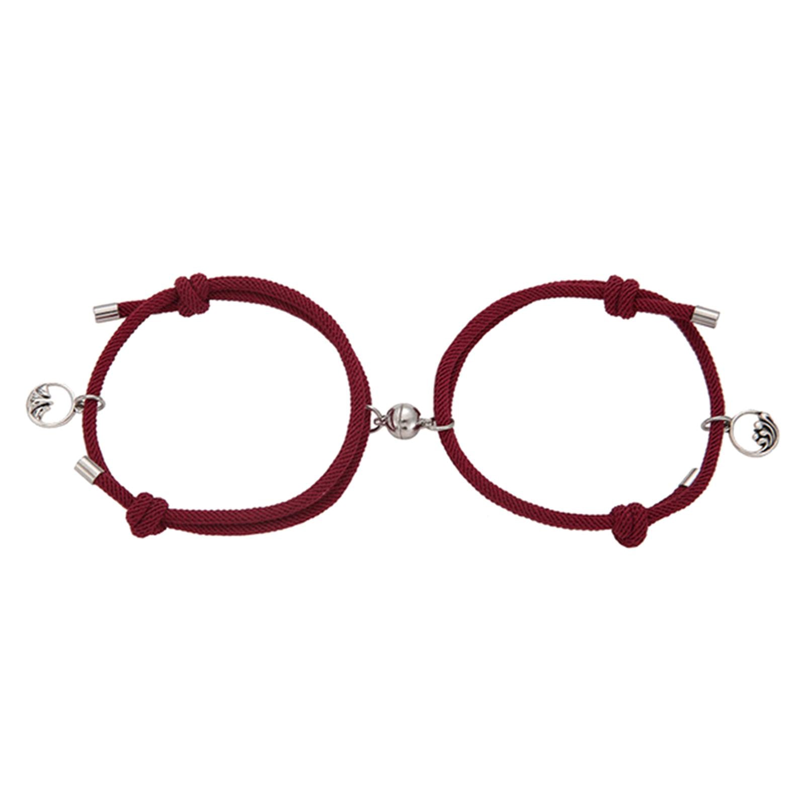 Lovers Matching Bracelet Braided Magnetic Distance Bracelet Red B