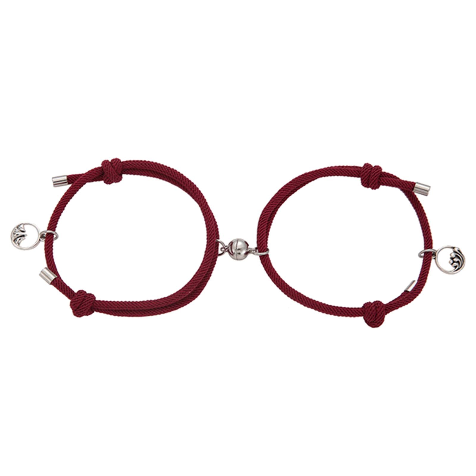 Lovers Matching Bracelet Braided Magnetic Distance Bracelet Red B