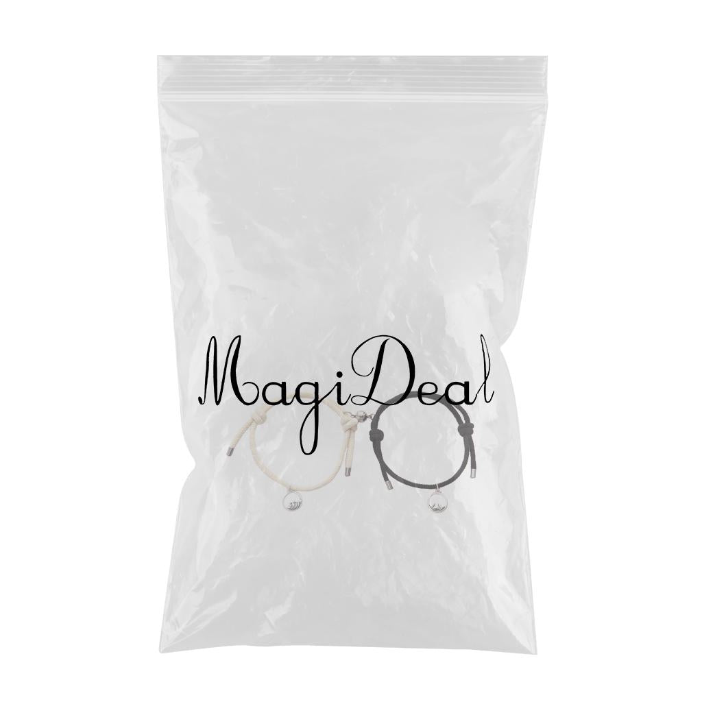 Lovers Matching Bracelet Braided Magnetic Distance Bracelet Black Beige