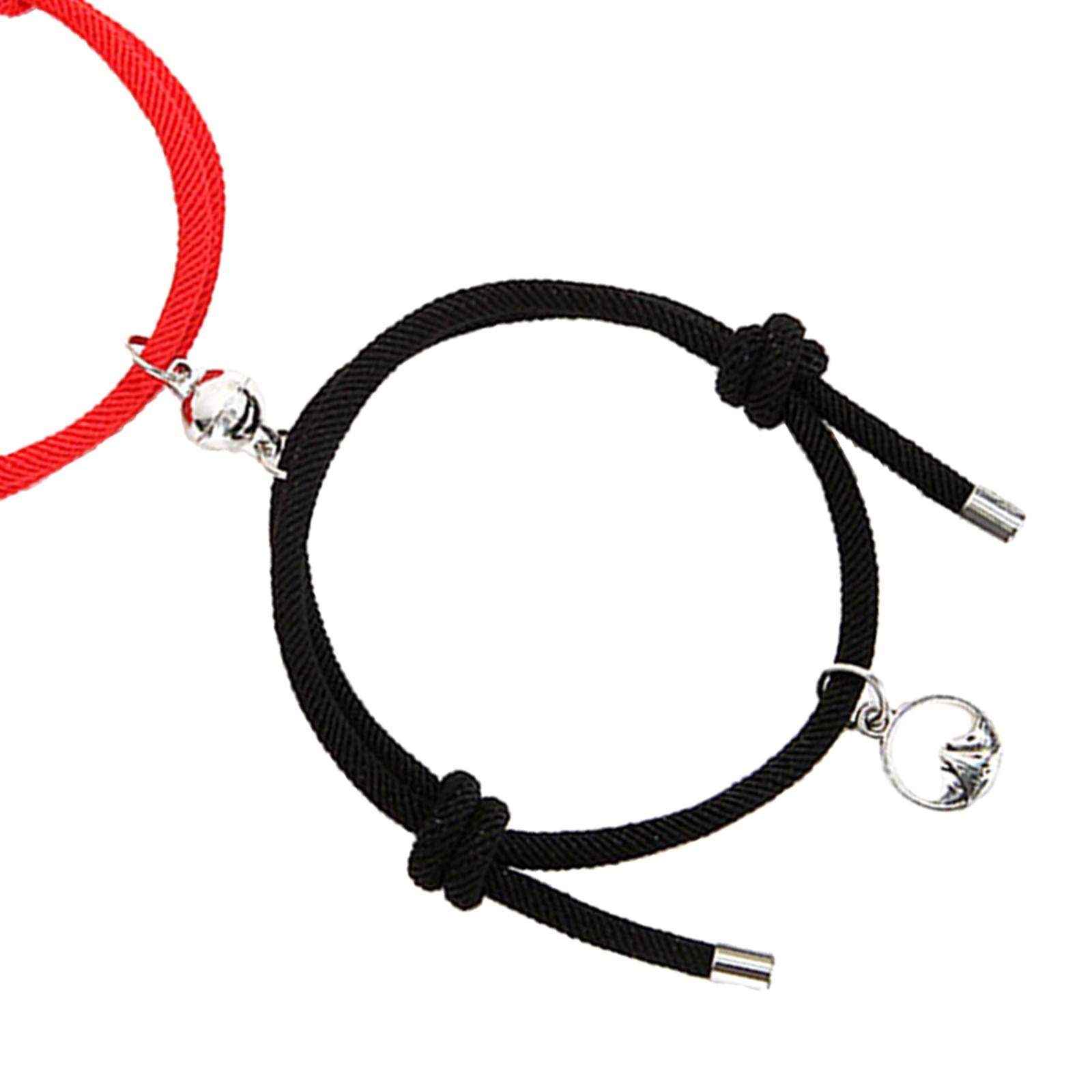Lovers Matching Bracelet Braided Magnetic Distance Bracelet Black Red