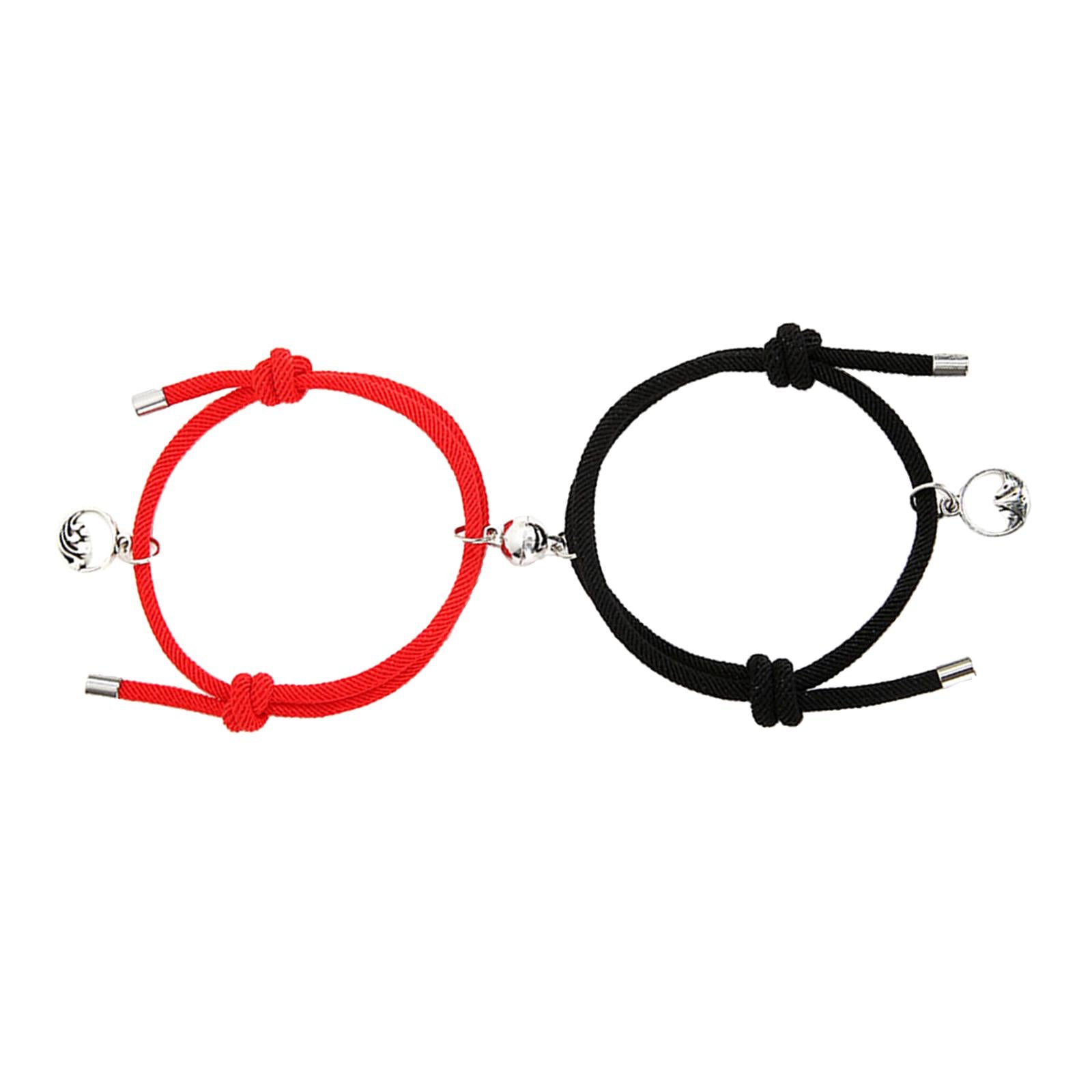 Lovers Matching Bracelet Braided Magnetic Distance Bracelet Black Red