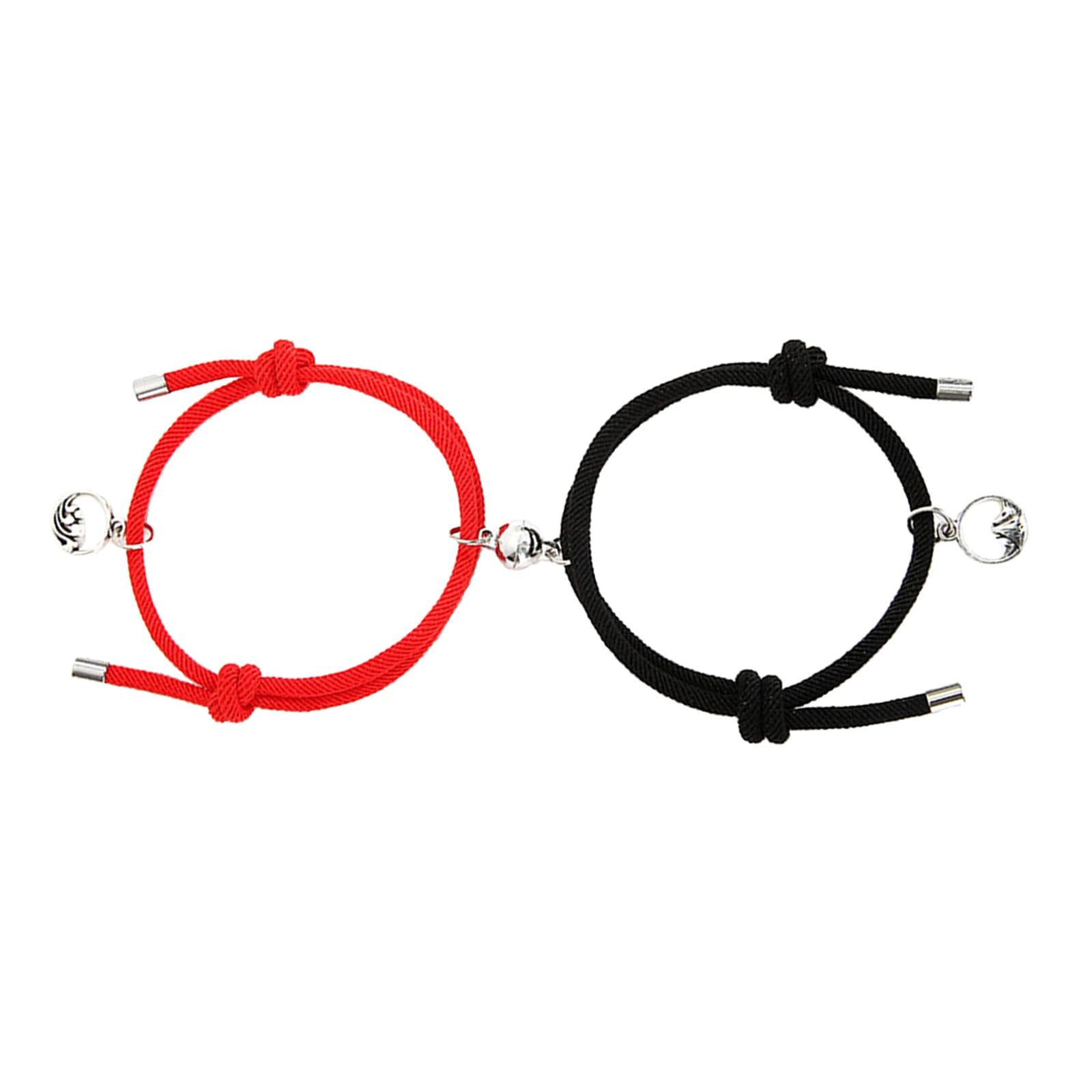 Lovers Matching Bracelet Braided Magnetic Distance Bracelet Black Red