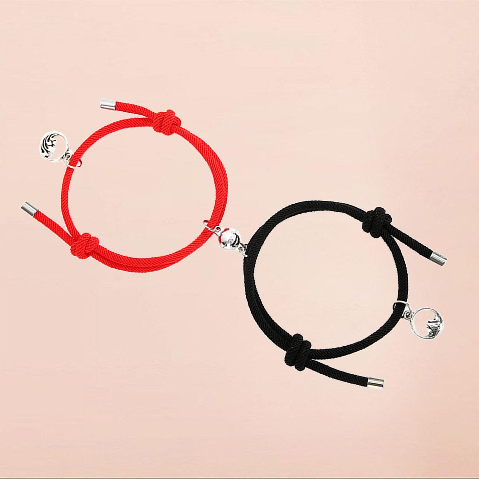 Lovers Matching Bracelet Braided Magnetic Distance Bracelet Black Red