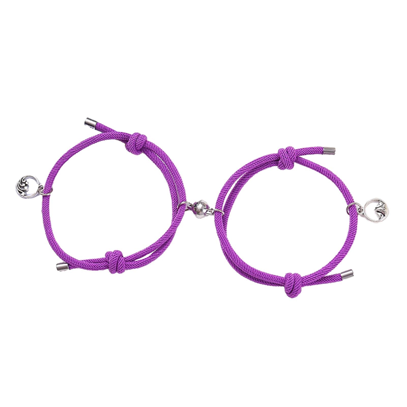 Lovers Matching Bracelet Braided Magnetic Distance Bracelet Purple