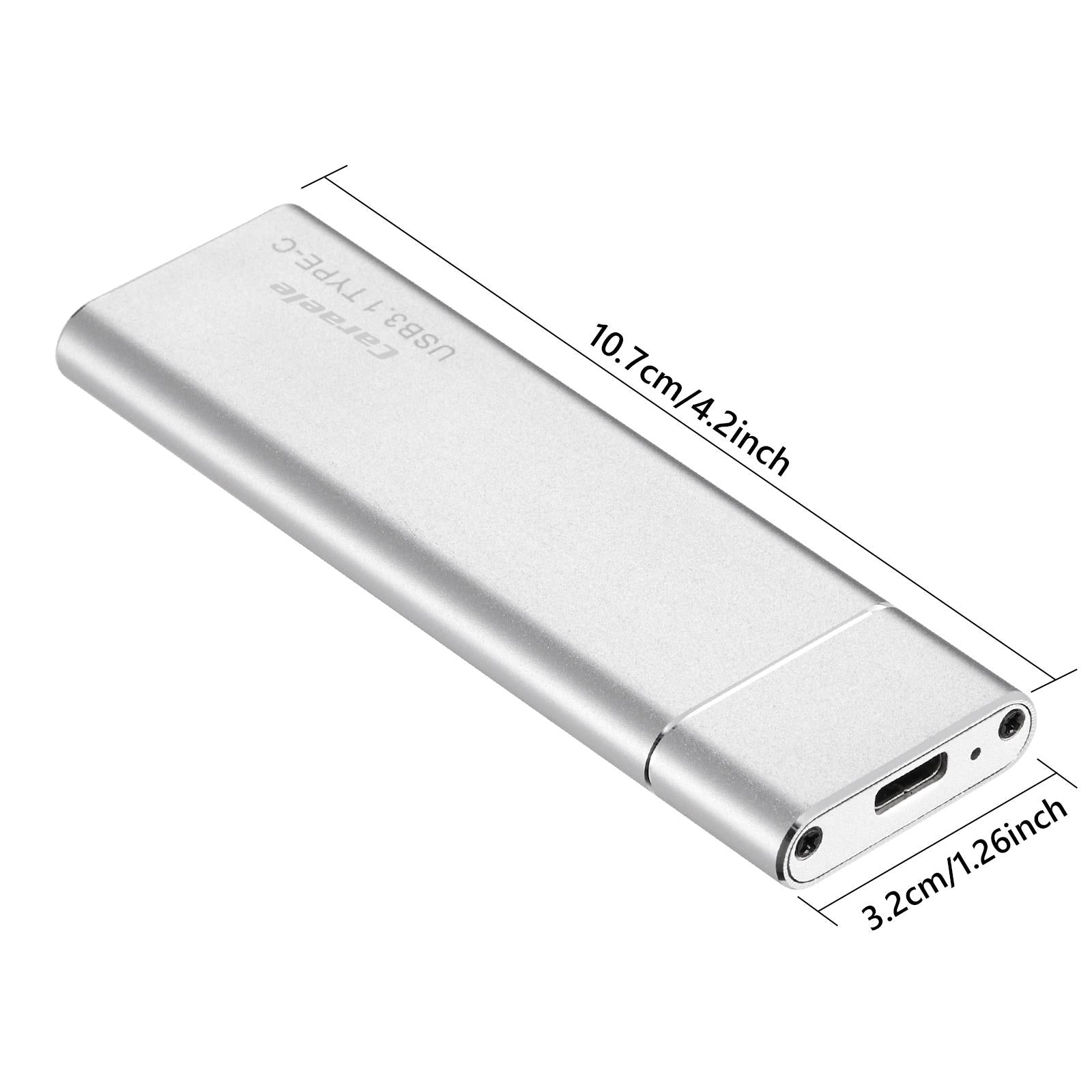 Portable 2TB External SSD Solid State Drive Typc C USB3.1 Compact Silver