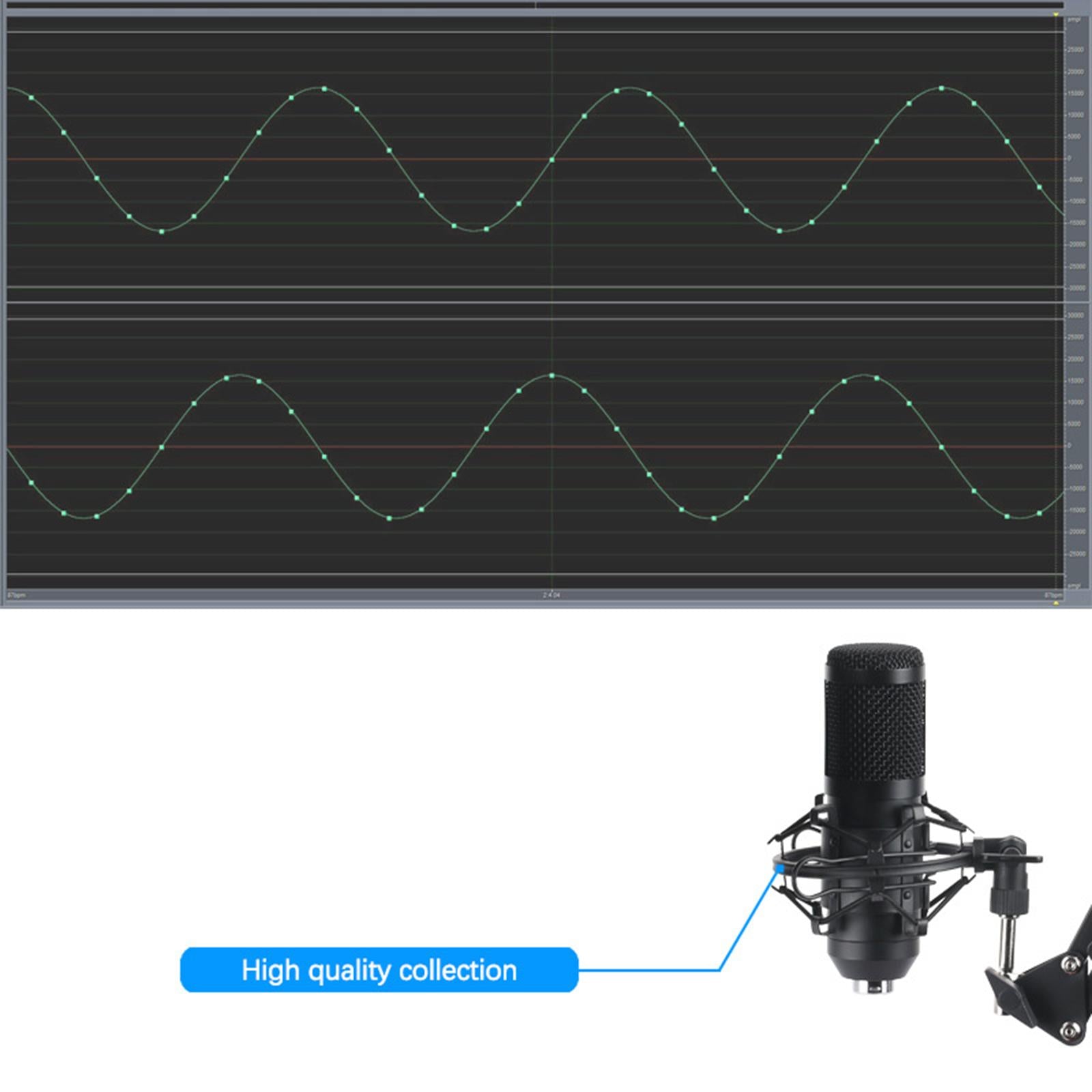 USB Condenser Microphone Kit w/Shock Mount Pop Filter Kit  Black BM800 BM700