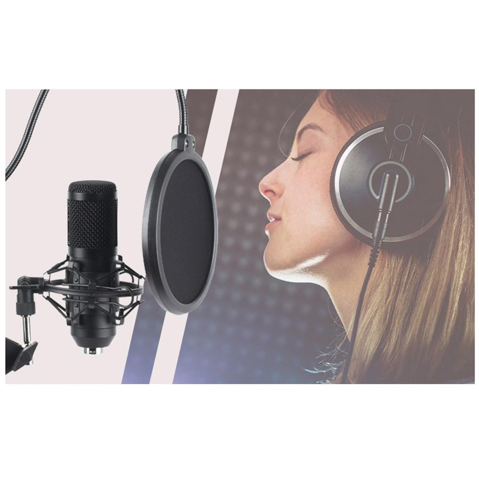 USB Condenser Microphone Kit w/Shock Mount Pop Filter Kit  Black BM800 BM700