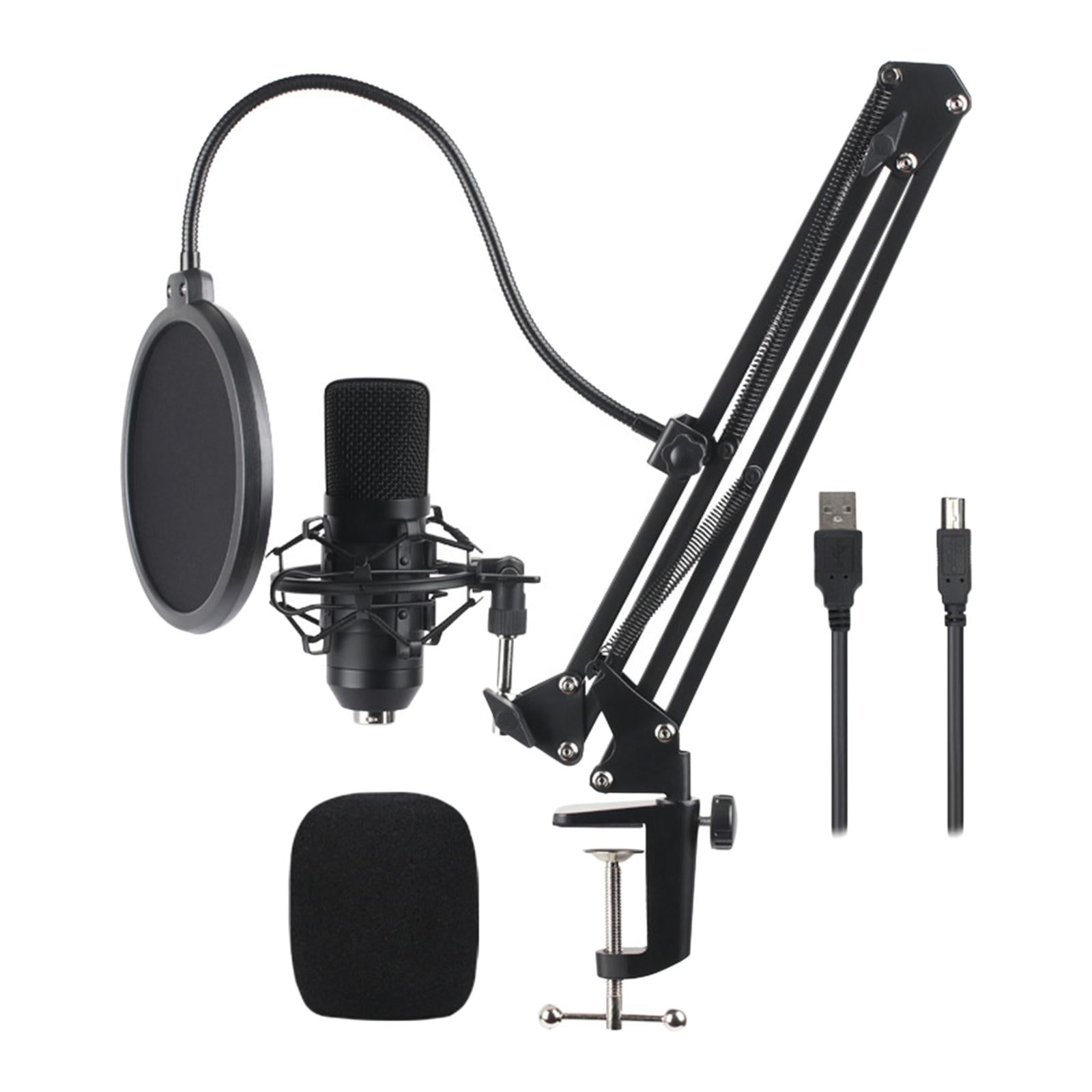 USB Condenser Microphone Kit w/Shock Mount Pop Filter Kit  Black BM800 BM700