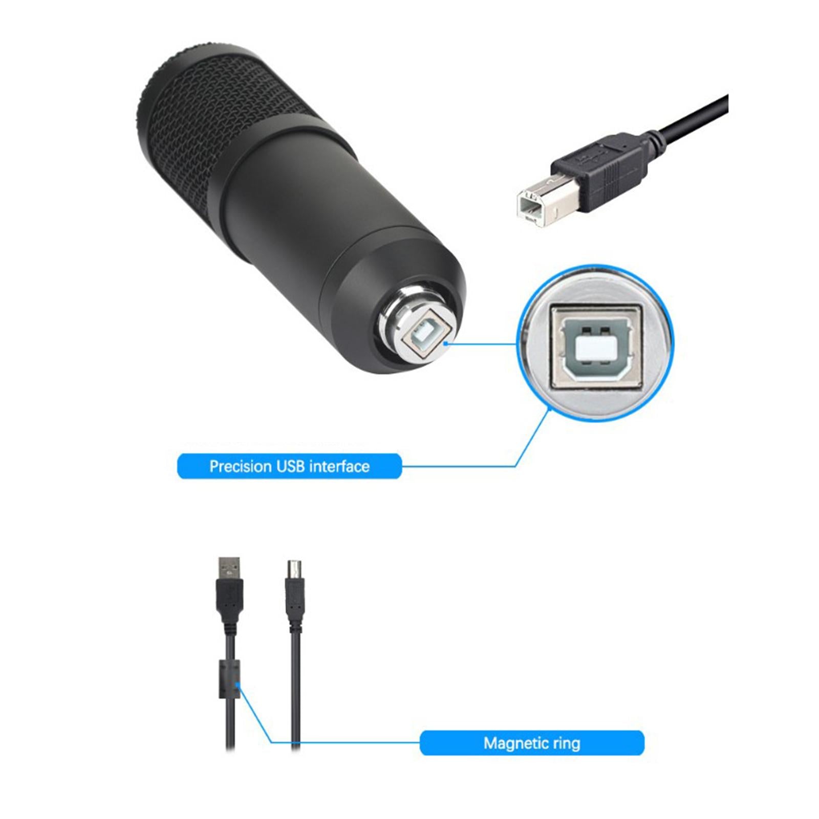 USB Condenser Microphone Kit w/Shock Mount Pop Filter Kit  Black BM800