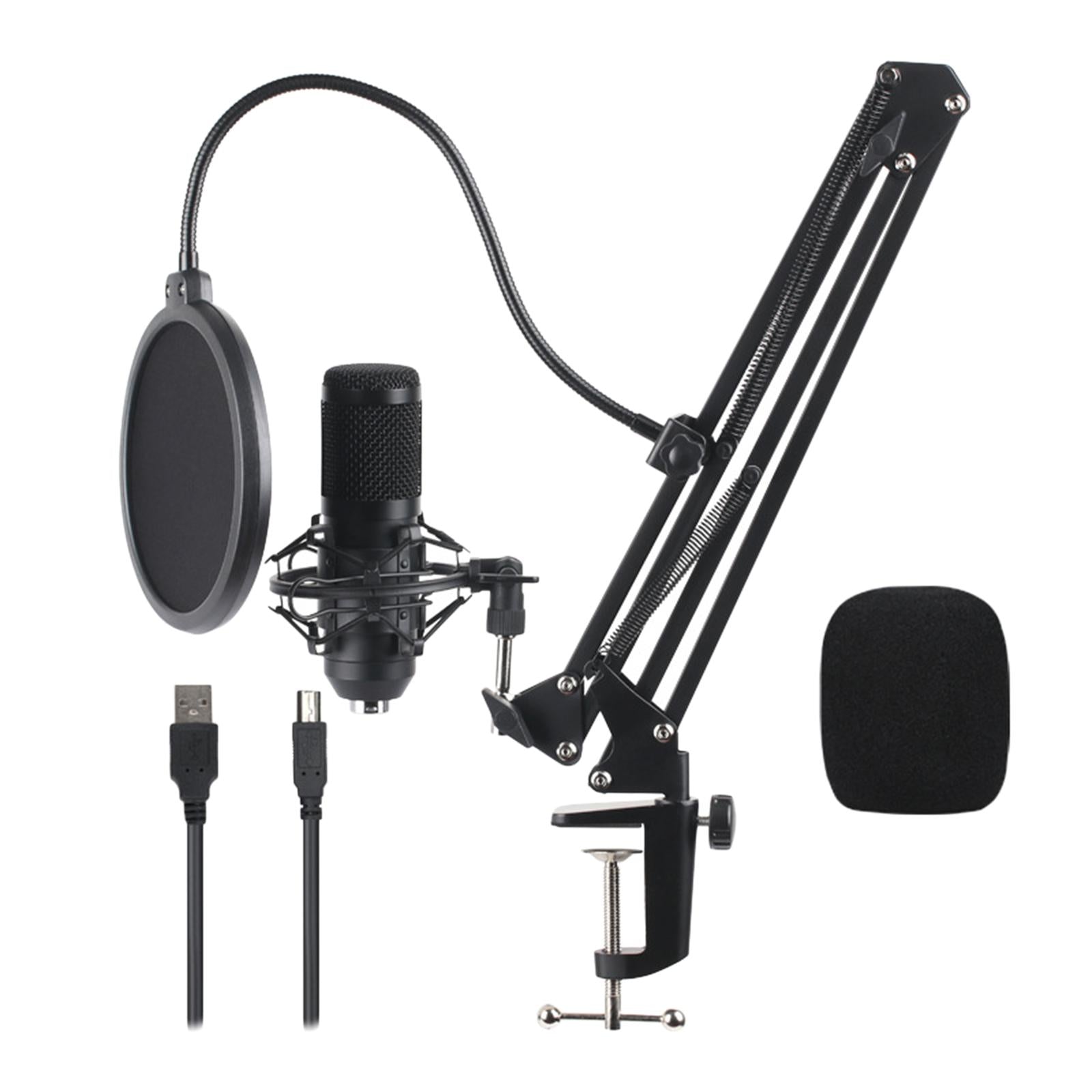 USB Condenser Microphone Kit w/Shock Mount Pop Filter Kit  Black BM800