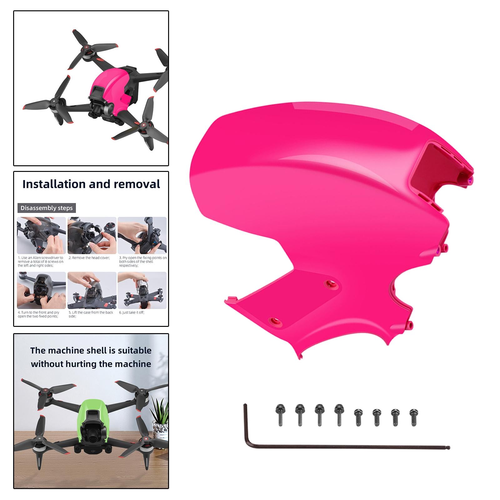 Plastic Upper Cover Top Case Shell Protector for FPV Combo Drone Rose Red