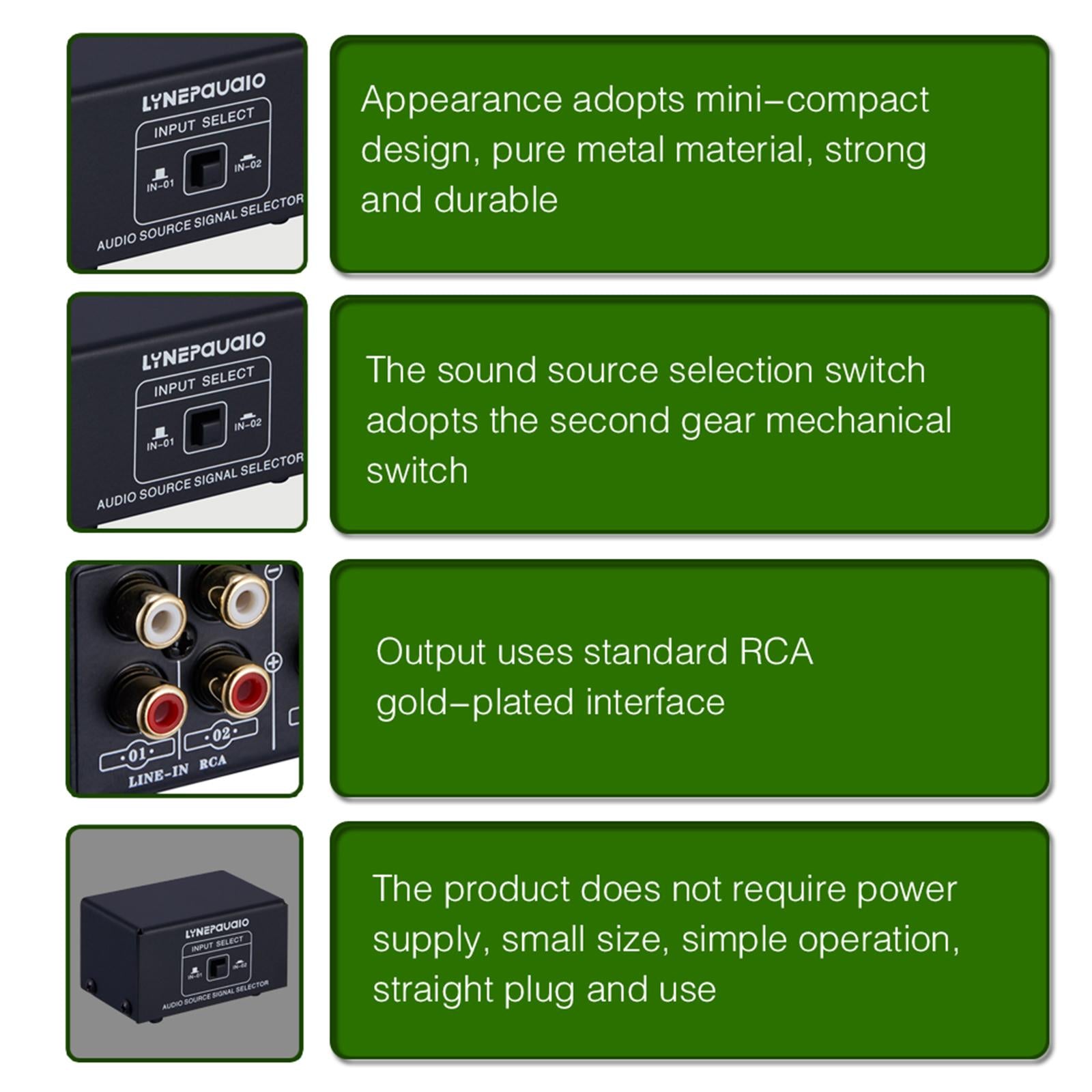2 In 1 Out or 1 In 2 Out Audio Source Signal Selector Speaker Switcher 3.5mm