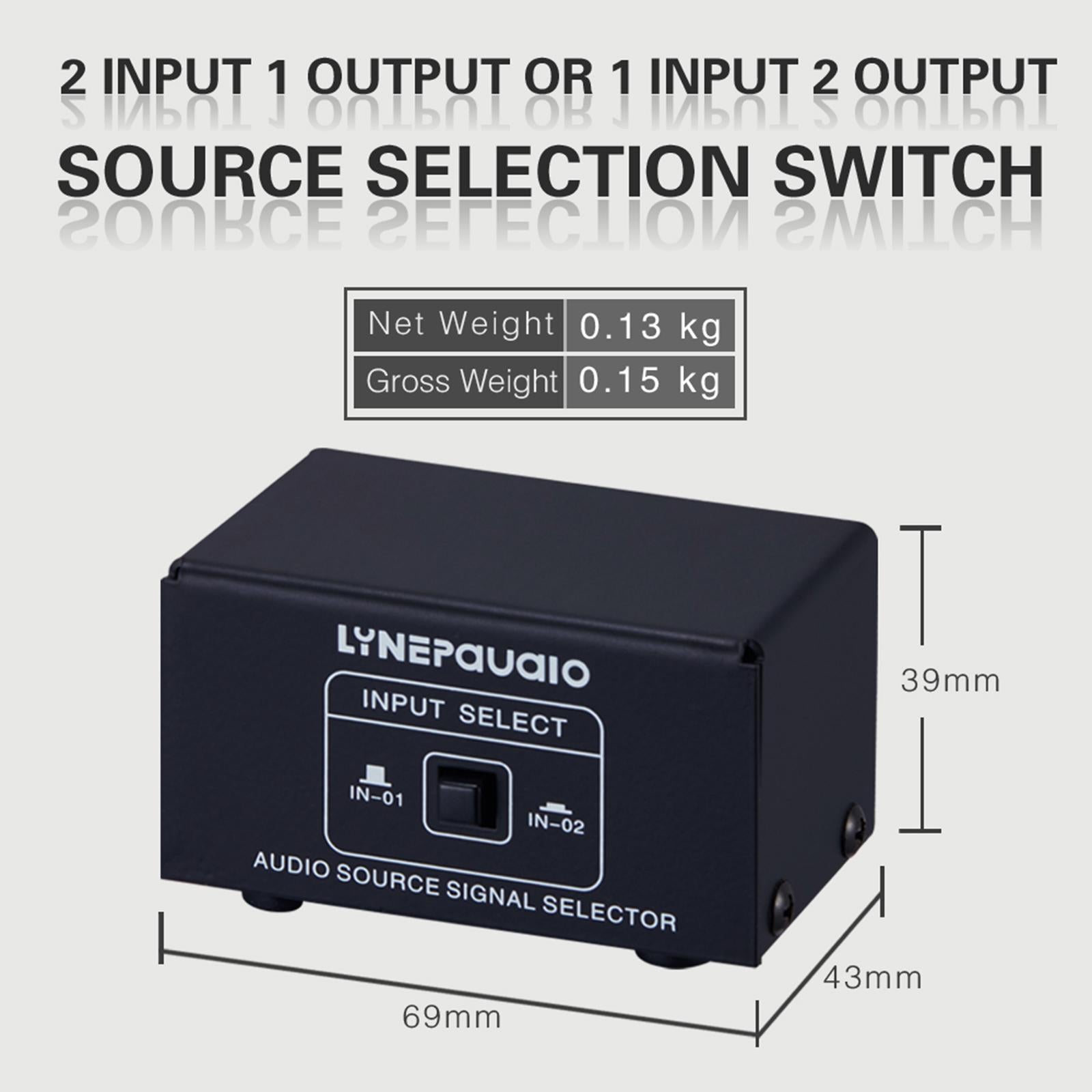 2 In 1 Out or 1 In 2 Out Audio Source Signal Selector Speaker Switcher 3.5mm