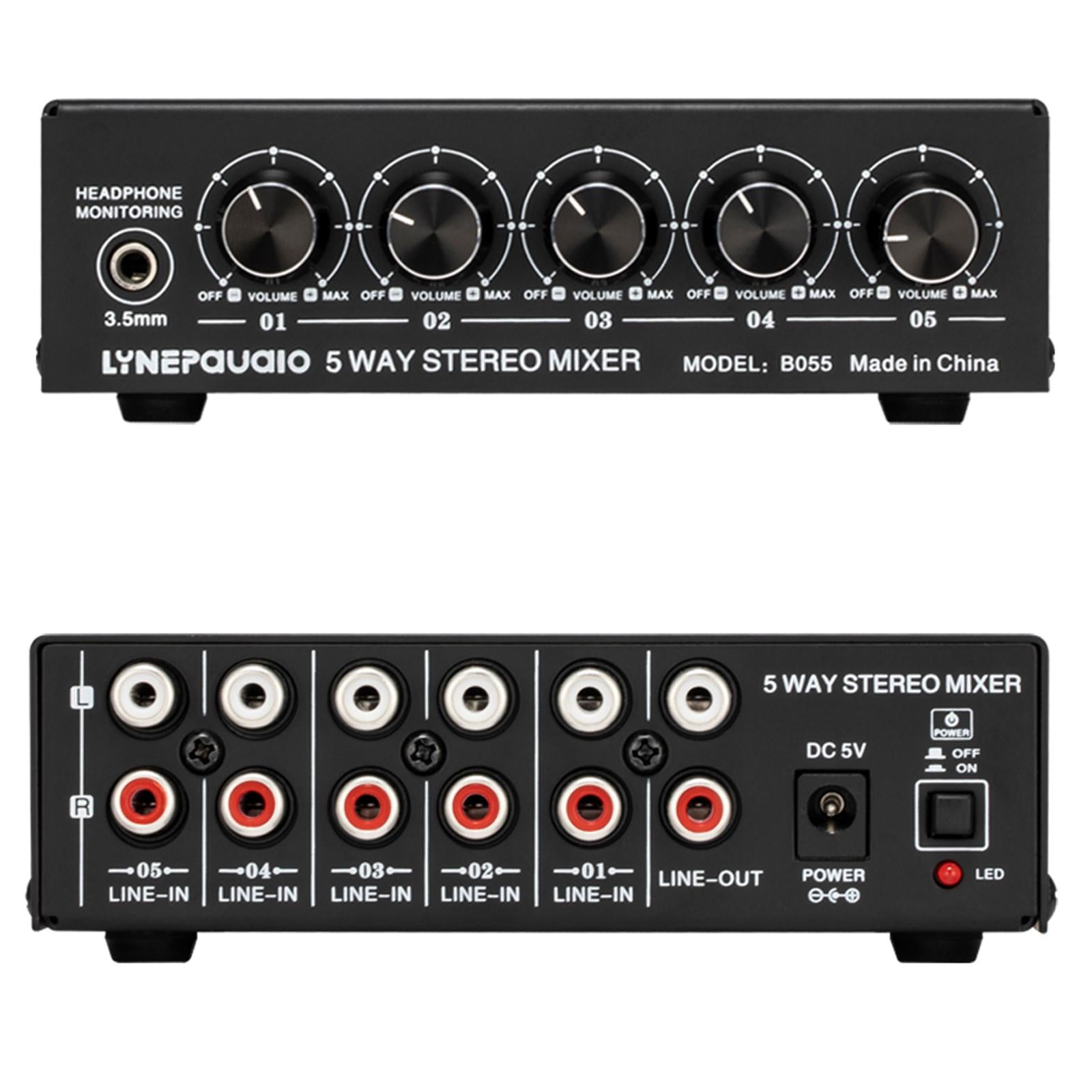 Mini 5 Channel Stereo Active Mixer Multiple Input Ports