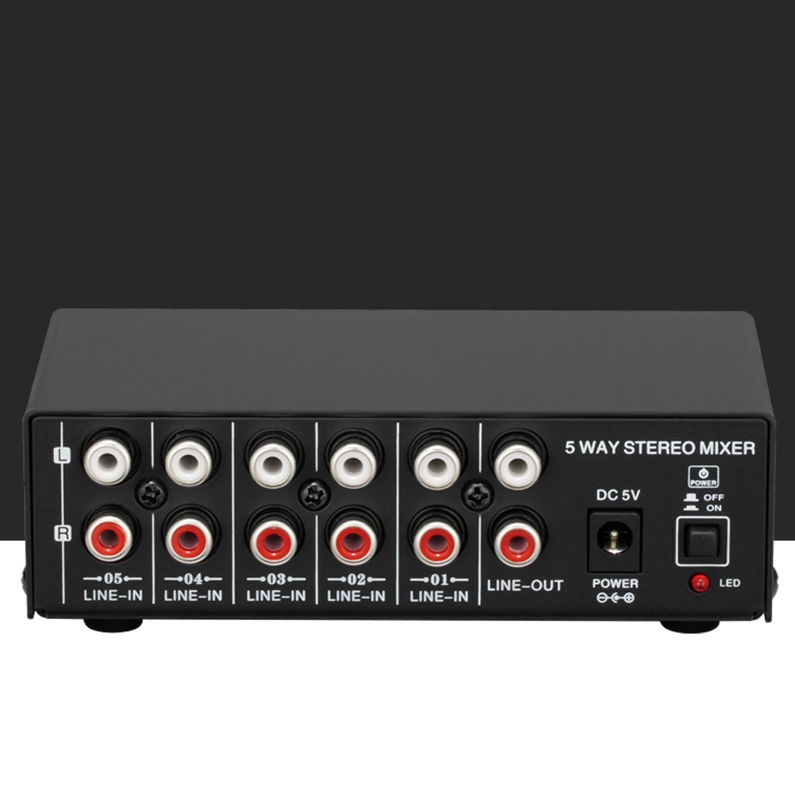 Mini 5 Channel Stereo Active Mixer Multiple Input Ports
