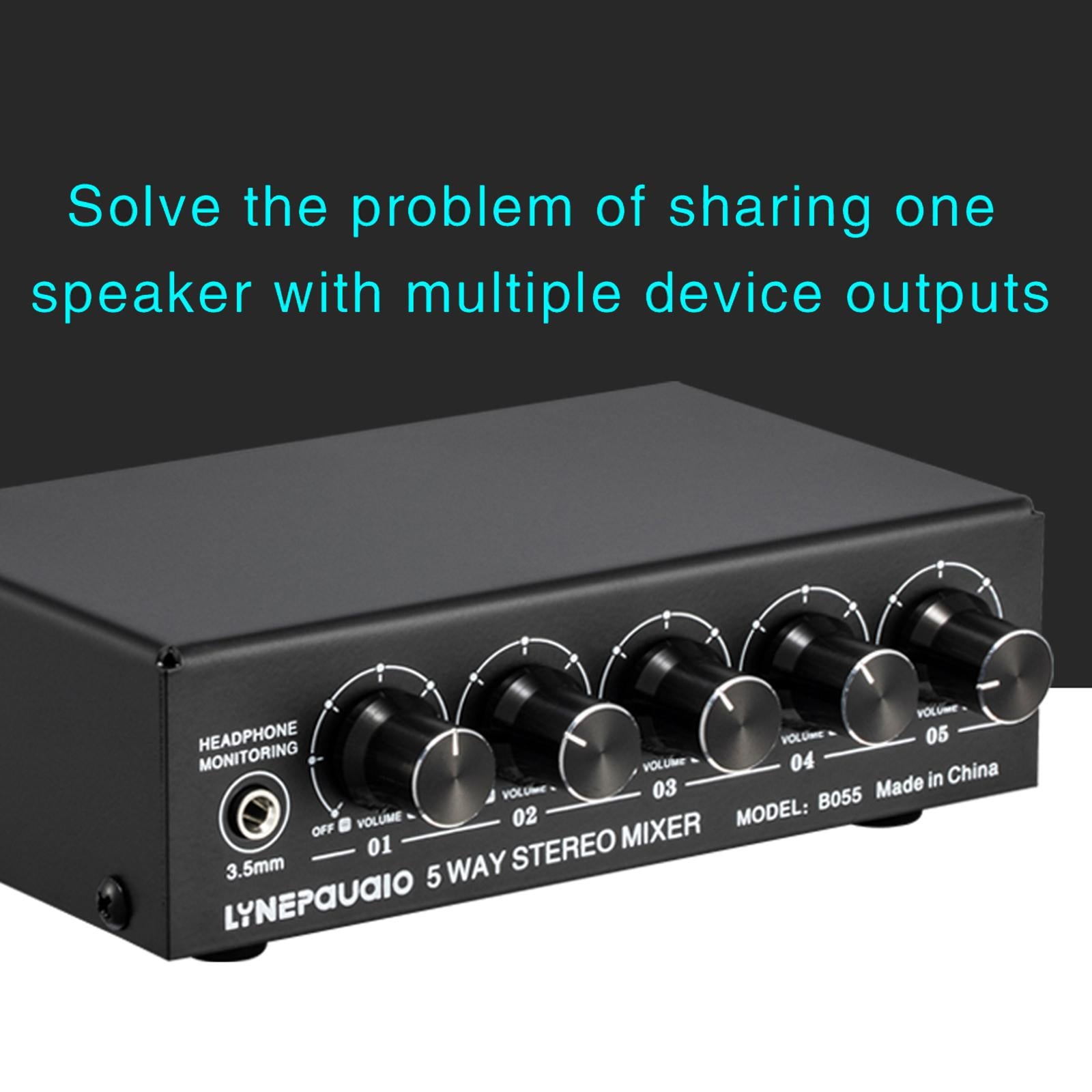Mini 5 Channel Stereo Active Mixer Multiple Input Ports