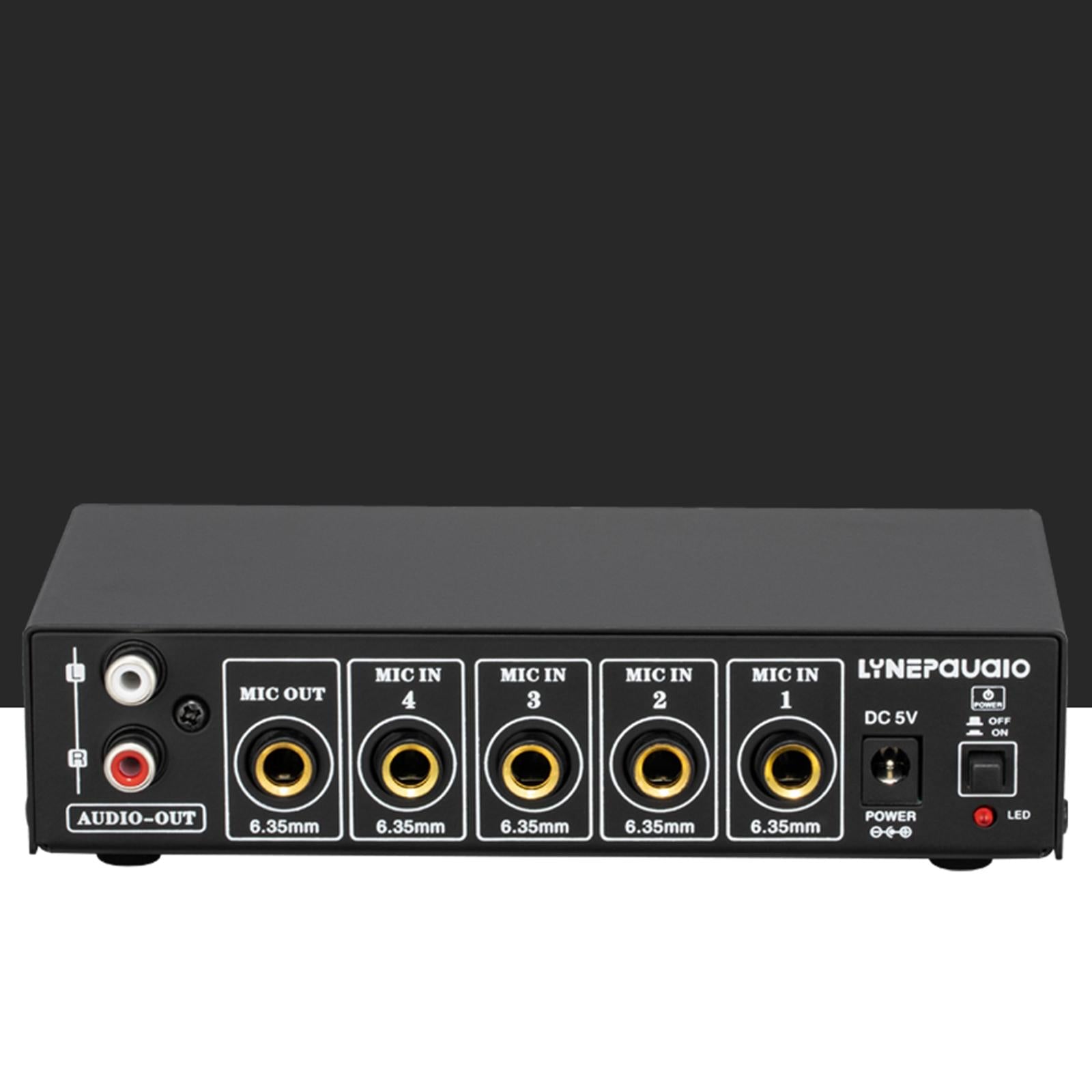 4 Way Microphone Audio Mixer Stereo for Small Club 165x82x38mm