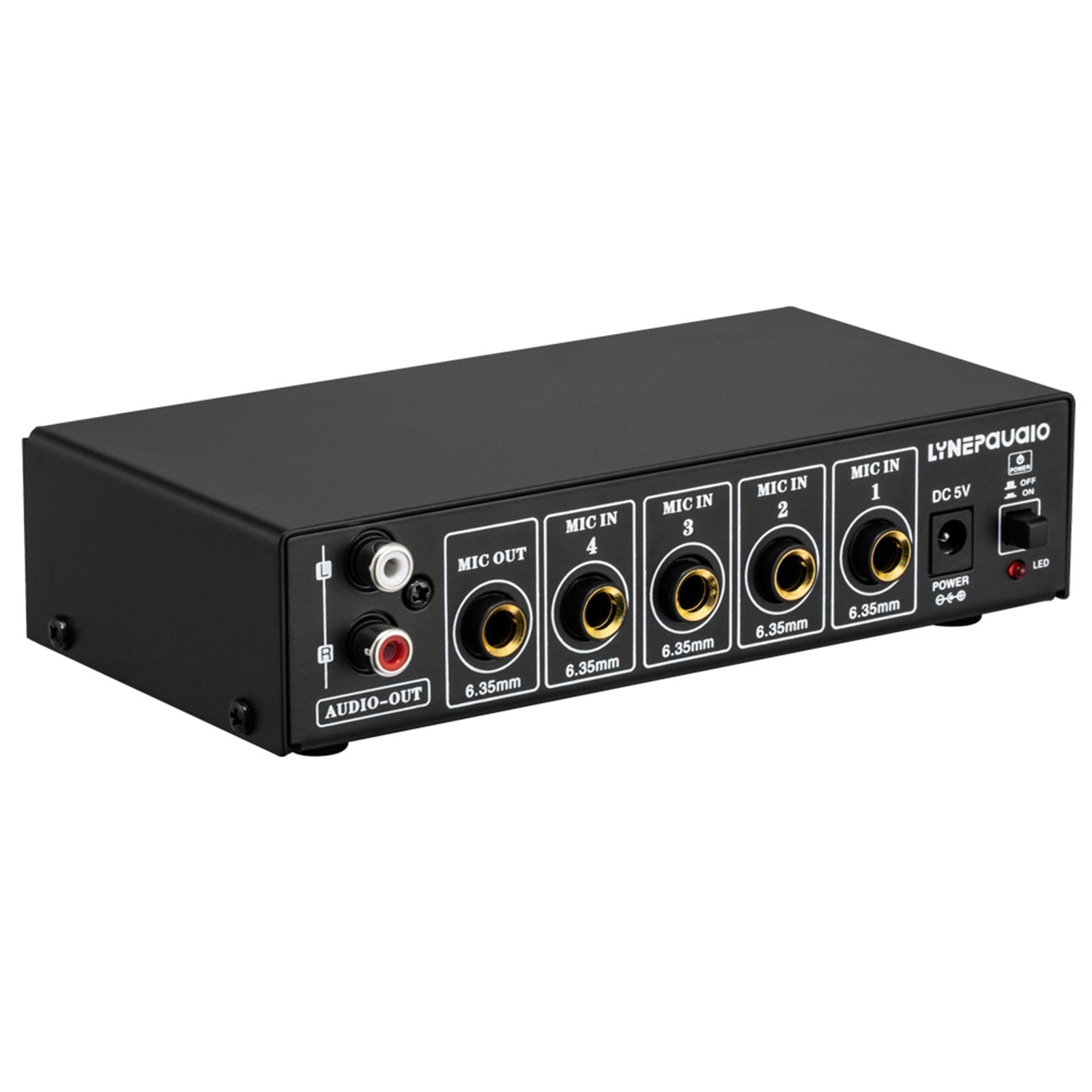 4 Way Microphone Audio Mixer Stereo for Small Club 165x82x38mm