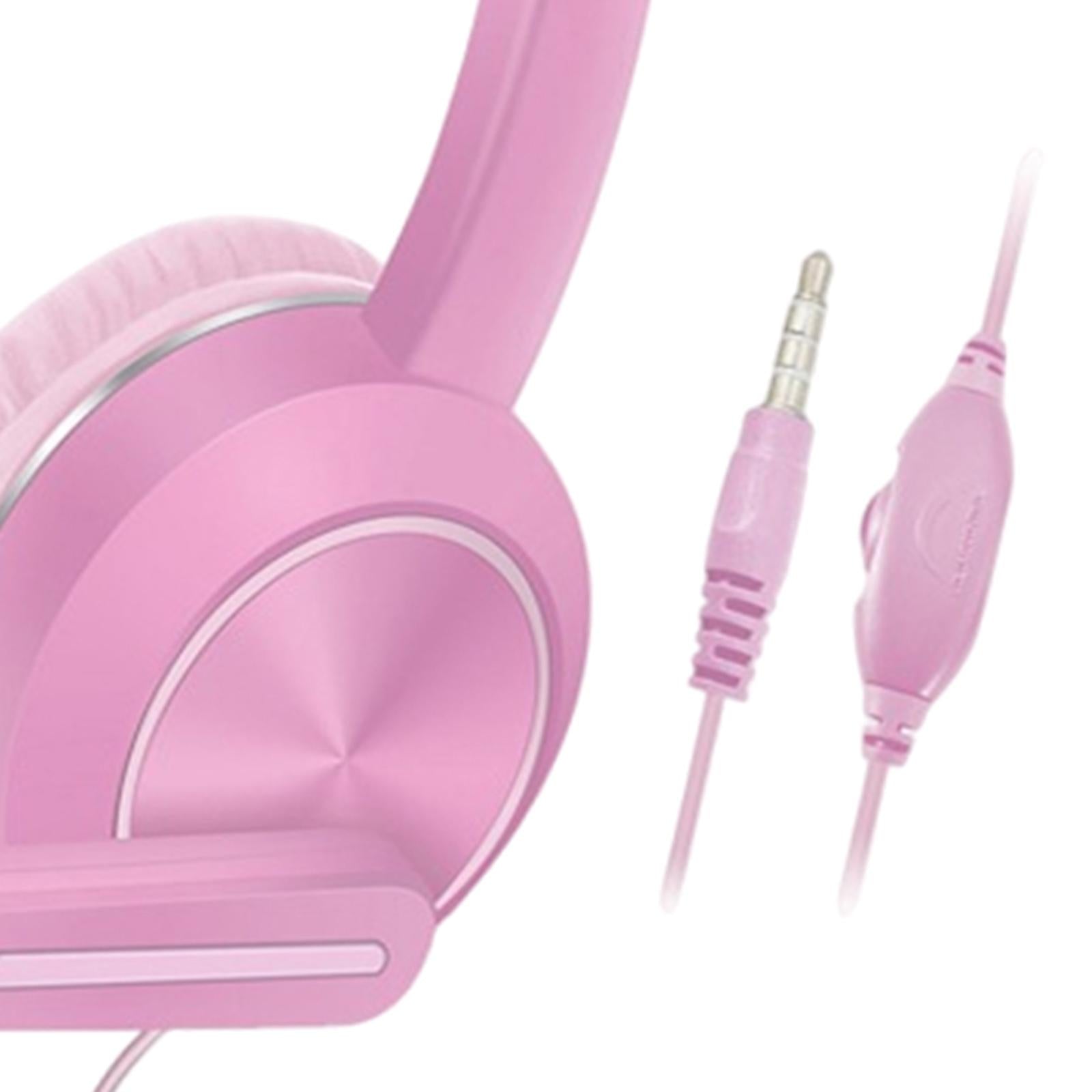 Wired Cat Ear Headset HiFi with Mic for Video Game Music PC Pink