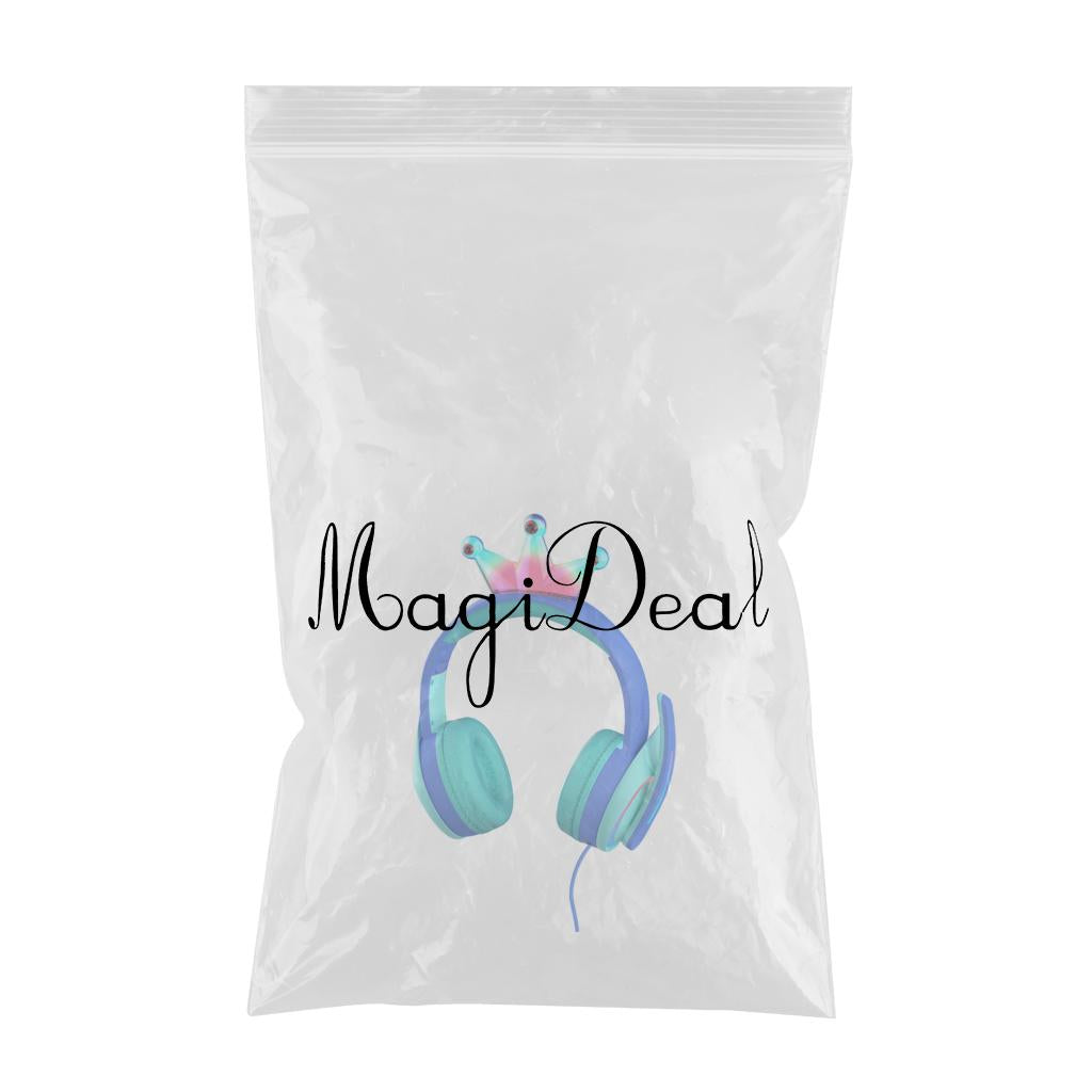 Compact Wired Crown Headset with Mic for Boys Girls Music Phones Blue