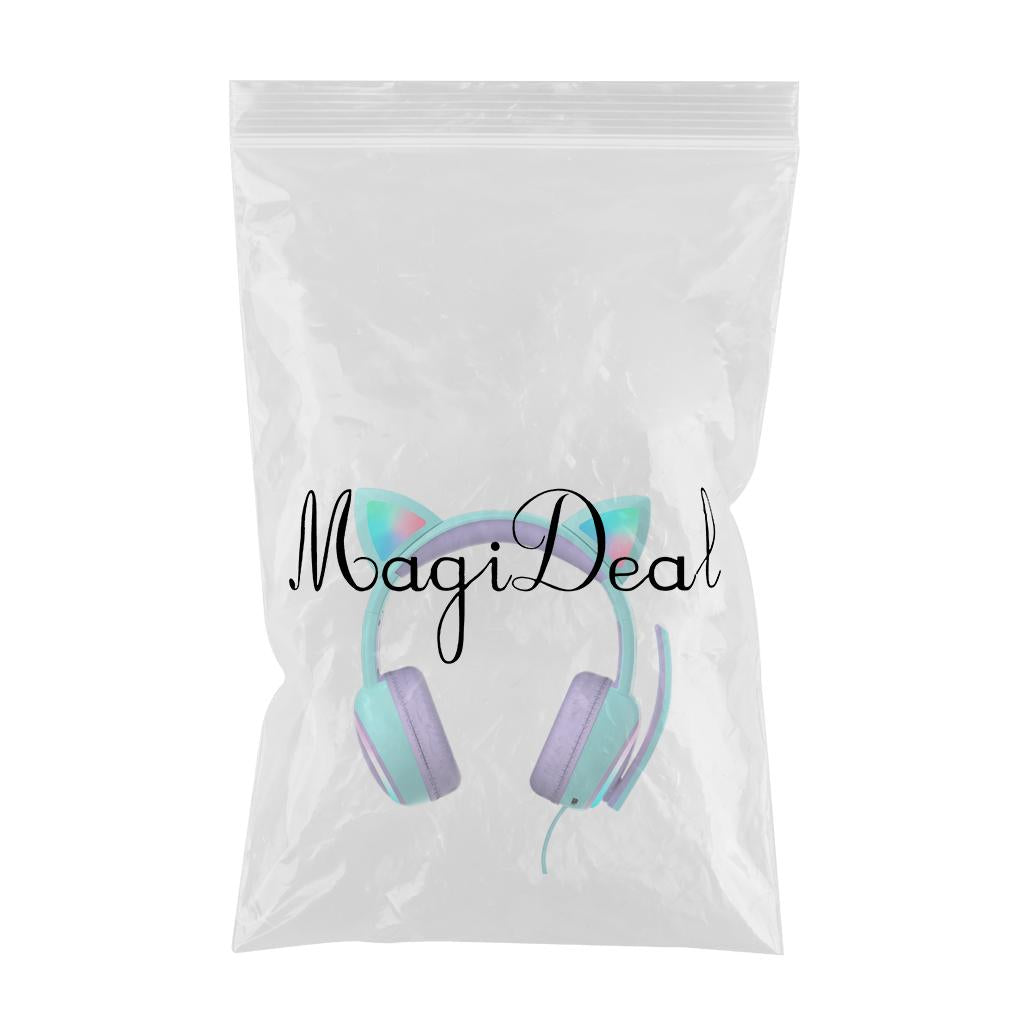 Kid LED Fashion Cute Cat Ear Headphones On-Ear Headsets with Mic Foldable Wired Light Blue