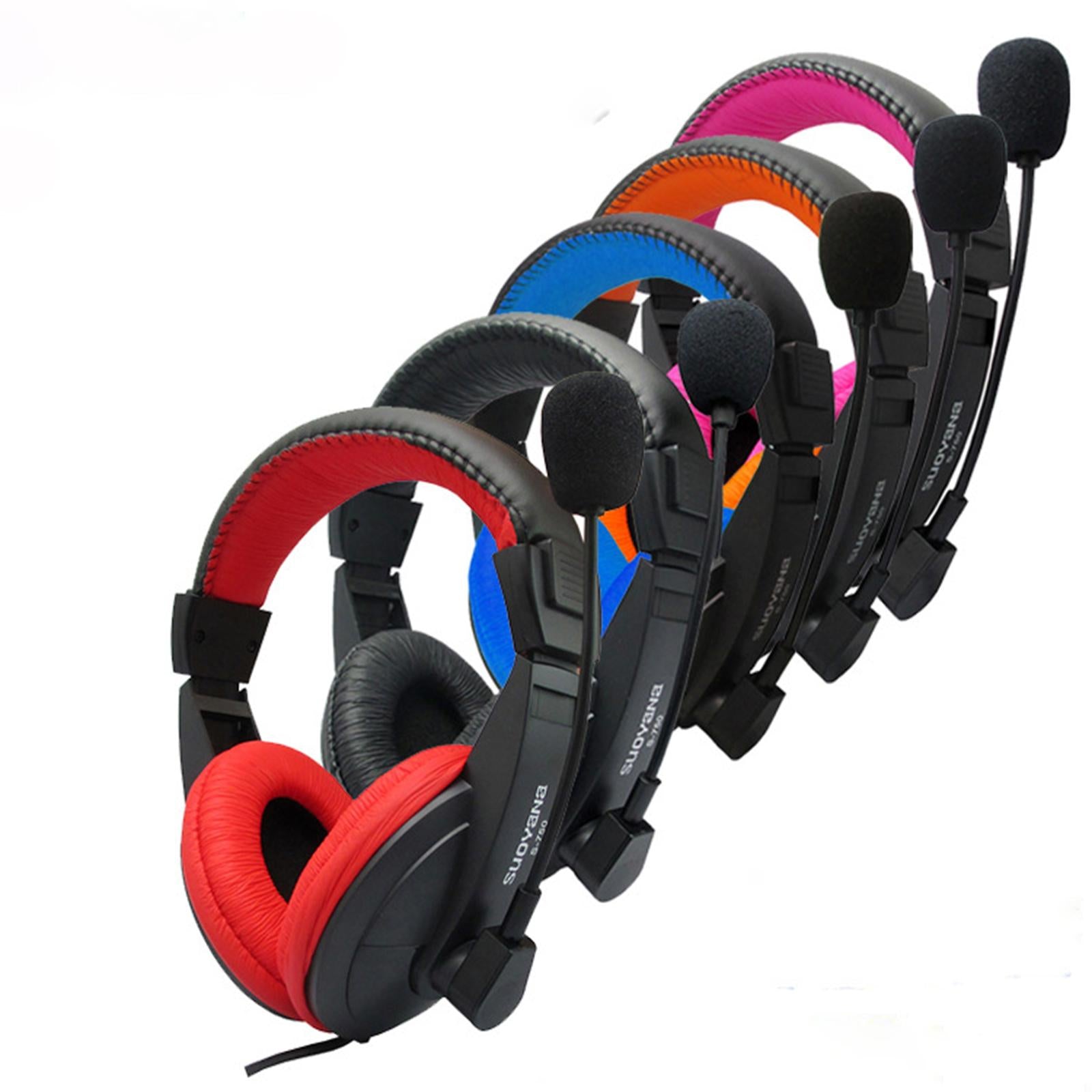 Over-Ear Gaming Headphone with Mic 3.5mm Bass Surround for Laptop  Red