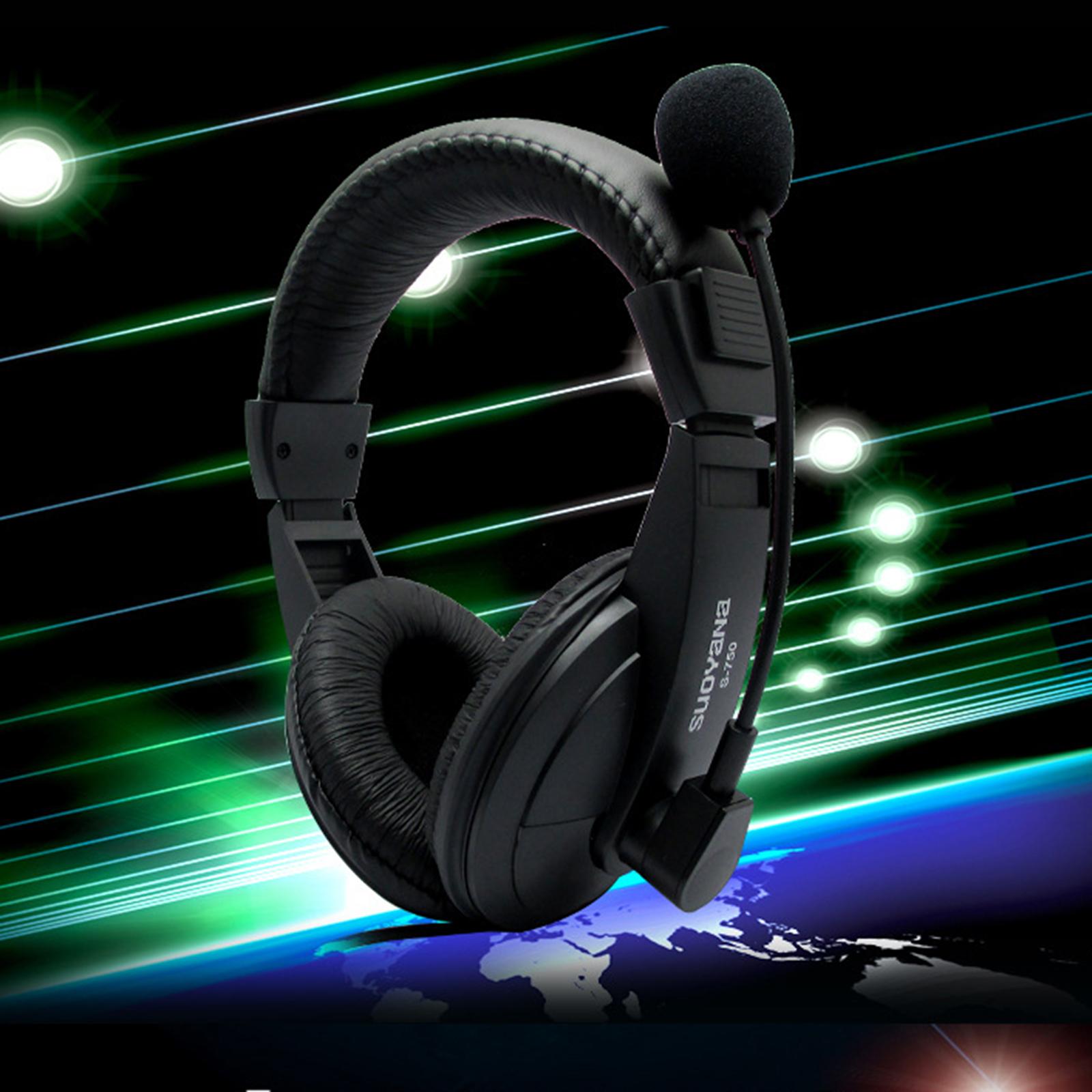 Over-Ear Gaming Headphone with Mic 3.5mm Bass Surround for Laptop  Black