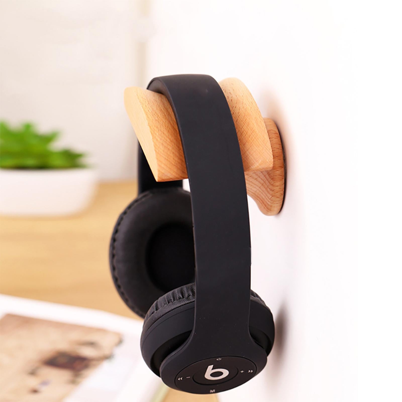 PC Gaming Headset Stand Headphone Holder Hanger Wood for Desktop Organize