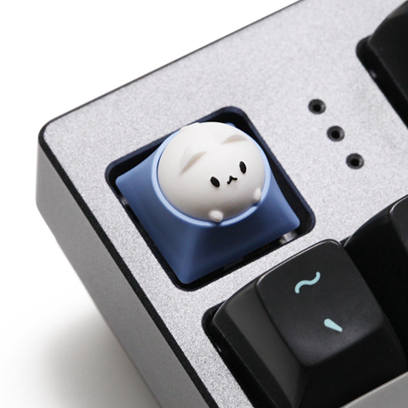 Cat Keycap Resin for DIY Key Custom Gaming Keycaps Kids Gifts Blue White