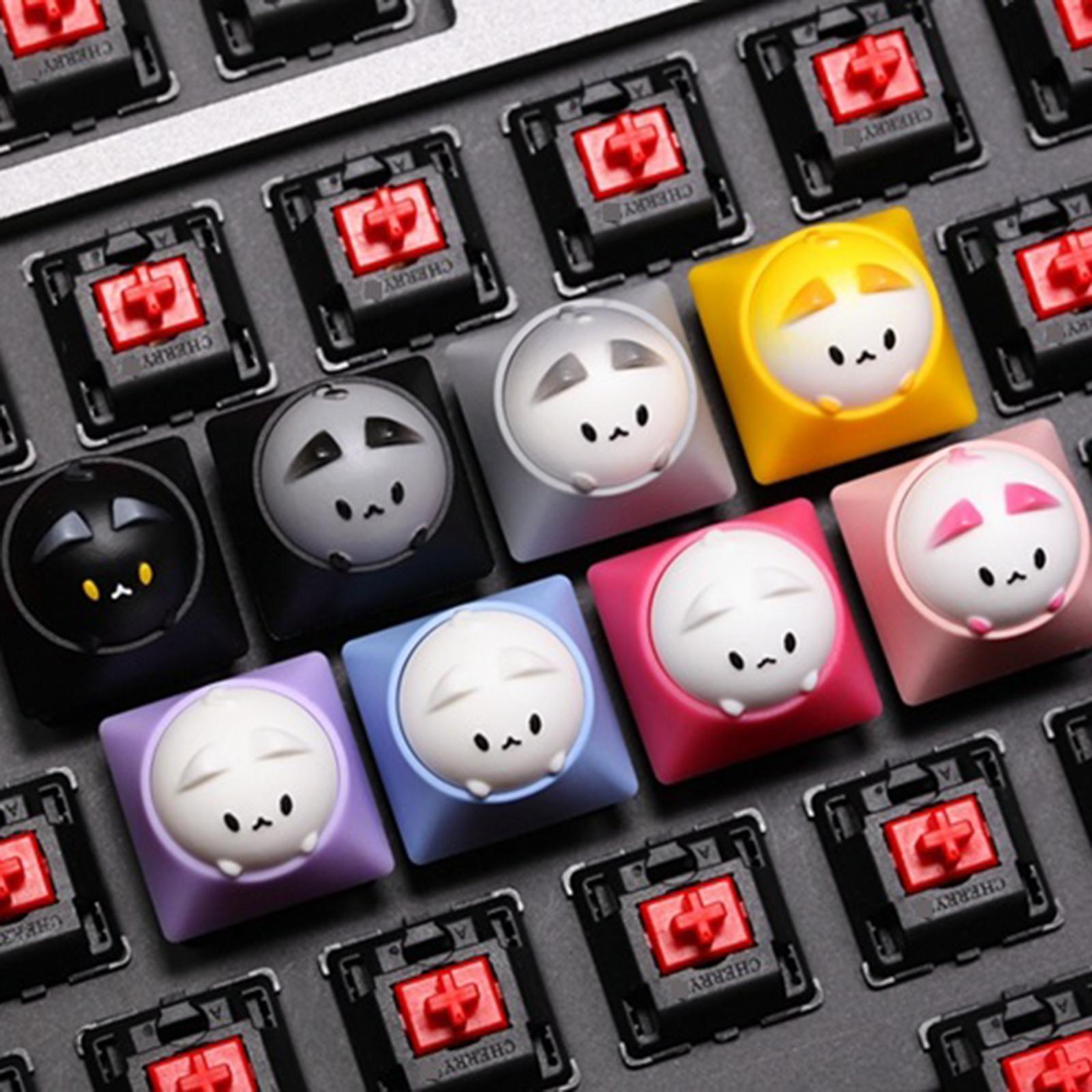 Cat Keycap Resin for DIY Key Custom Gaming Keycaps Kids Gifts Blue White