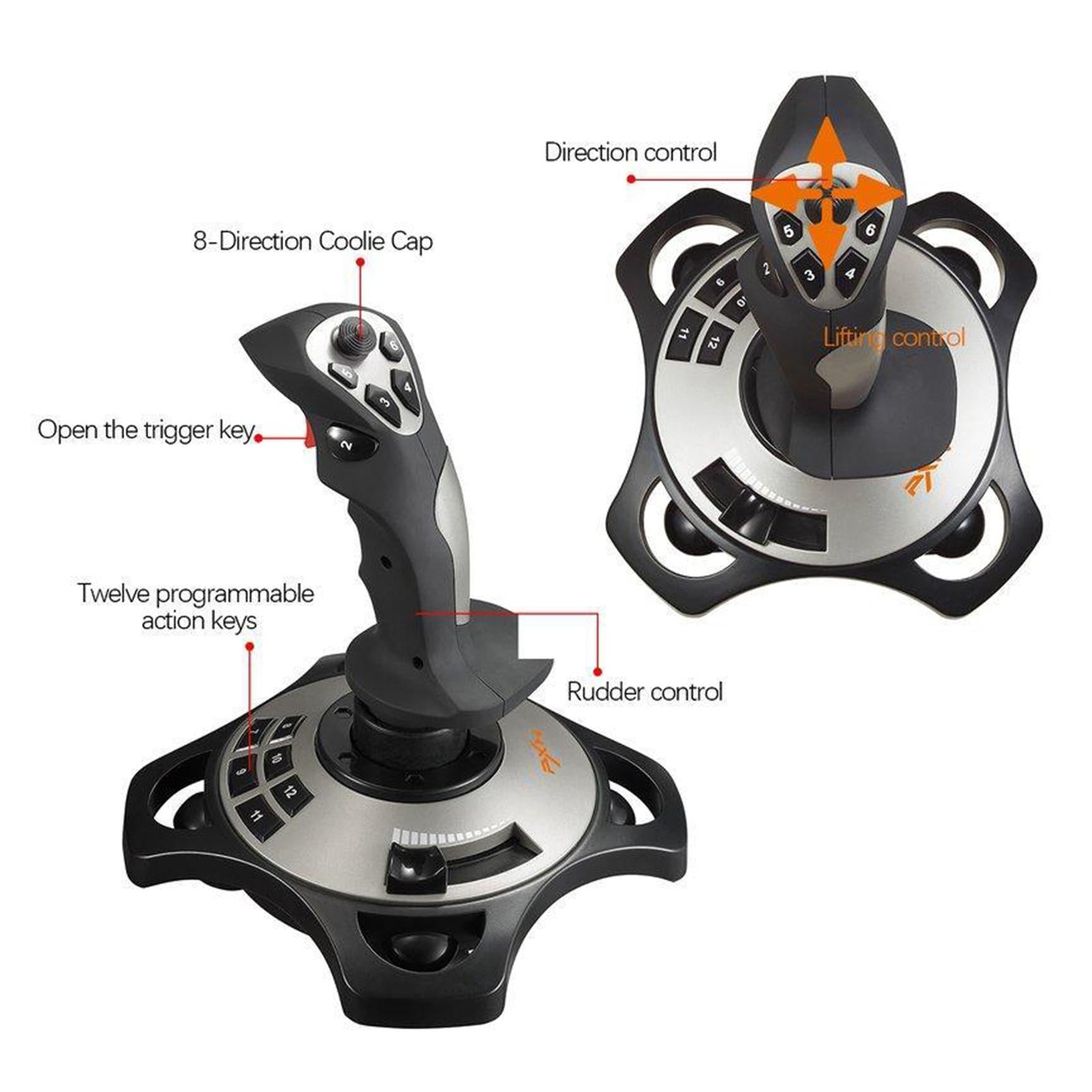 PXN-2113 USB WIred PC Flight Stick Joystick Flight Simulator Game Controller