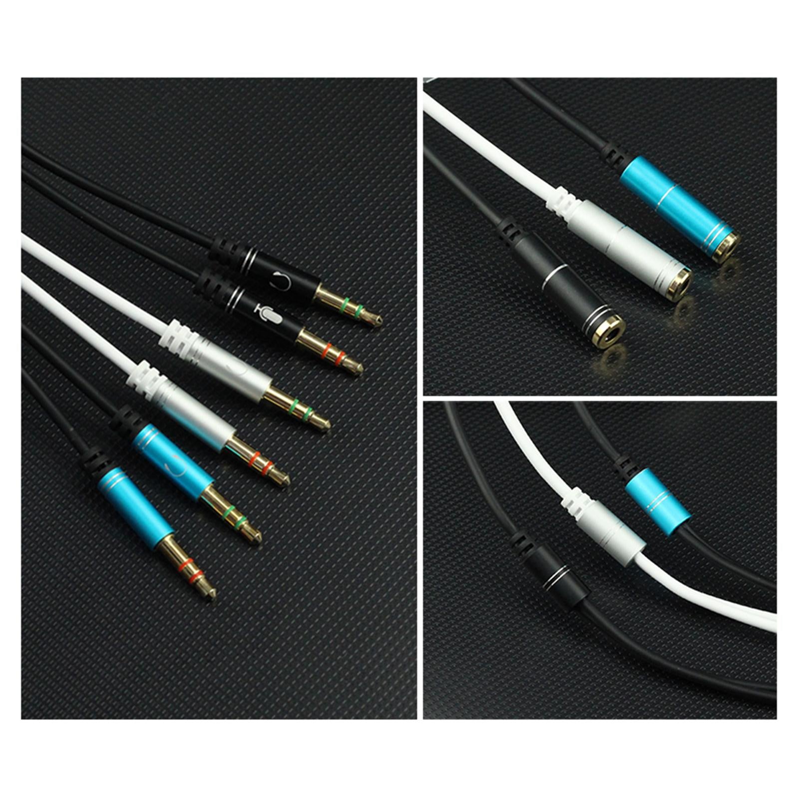 Splitter Audio Cable 0.3M Stereo Cables for Microphone PC Computer Black