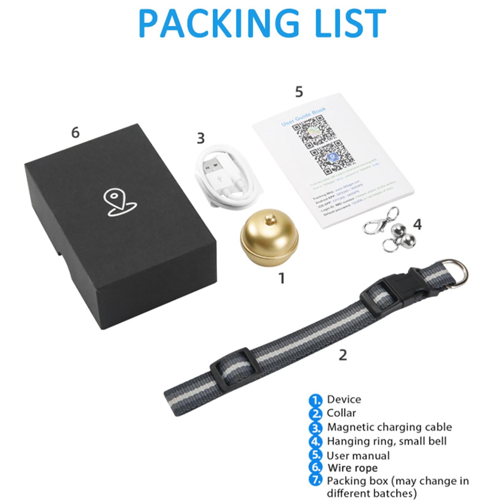 Dogs Cats Smart Pet Bell Tracker GPS Locator Positioning Collar APP Control Golden